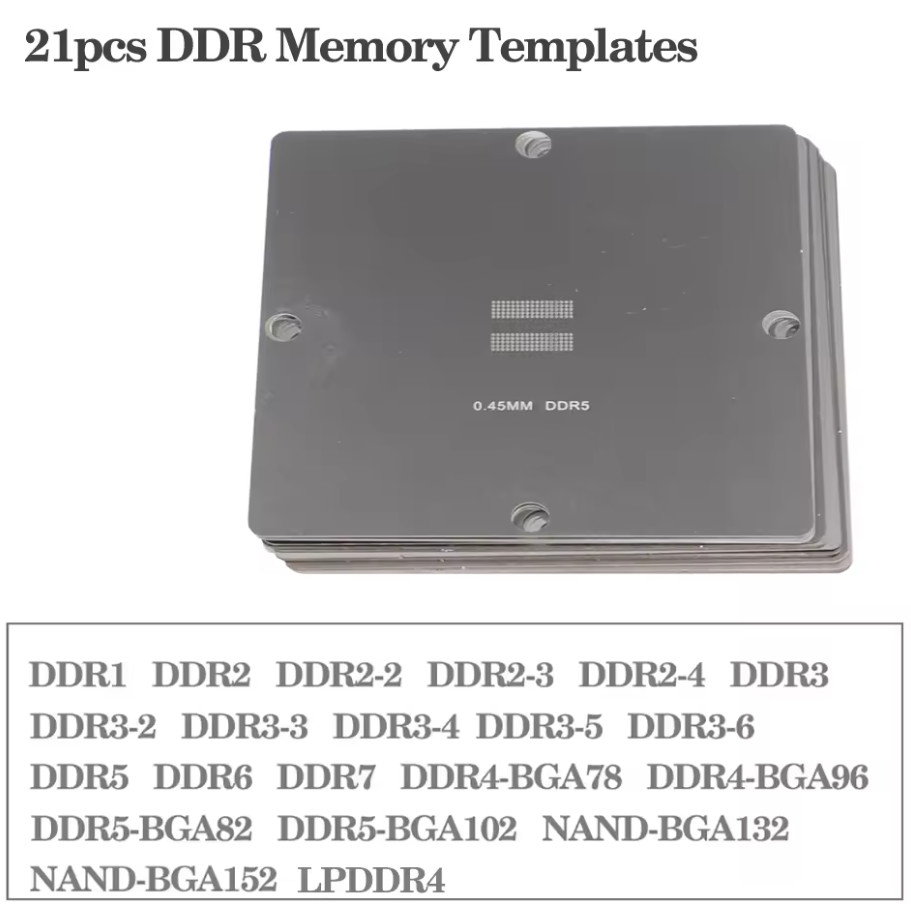 90mm BGA Reballing Stencil Kit DDR DDR2 DDR2-3 DDR3-2 DDR3-3 DDR5 DDR7 LPDDR4 90mm BGA Reballing Stencil Kit DDR DDR2 DDR2-3 DDR3-2 DDR3-3 DDR5 DDR7 LPDDR4