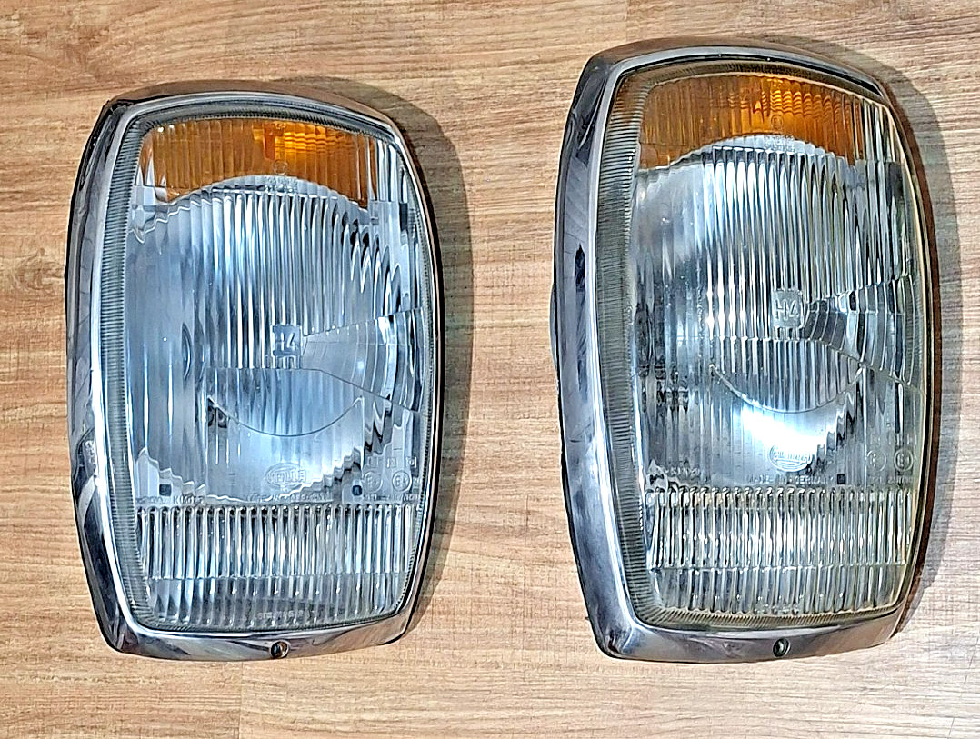 Excellent H4 Mercedes Benz w114 w115 H1 halogen front lights Hella headlights Excellent H4 Mercedes Benz w114 w115 H1 halogen front lights Hella headlights