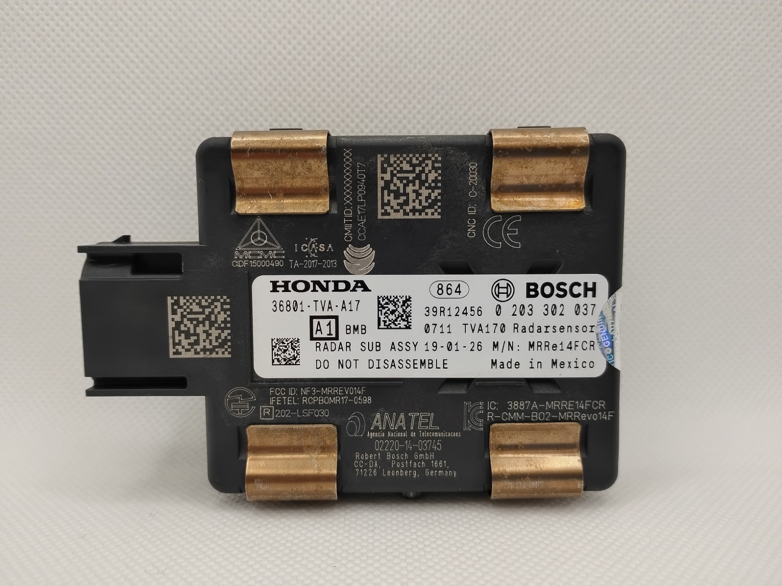 2018-2022 HONDA ACCORD ADAPTIVE CRUISE DISTANCE SENSOR RADAR OEM 36801-TVA-A17 2018-2022 HONDA ACCORD ADAPTIVE CRUISE DISTANCE SENSOR RADAR OEM 36801-TVA-A17
