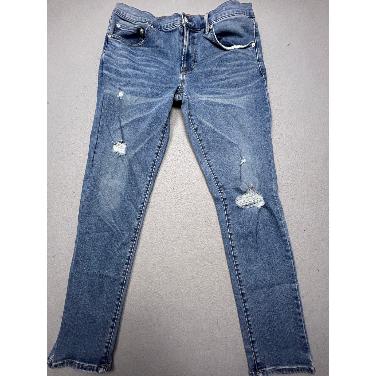 Arizona Jean Co Skinny Jeans Cotton Blend Blue Distressed 32x30 Mens Arizona Jean Co Skinny Jeans Cotton Blend Blue Distressed 32x30 Mens