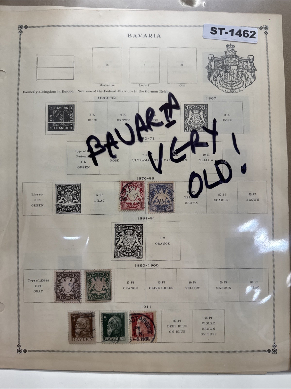 SCOTT\'S WORLD STAMP ALBUM BREAK: Rare Old Bavaria Stamp Lot ST-1462