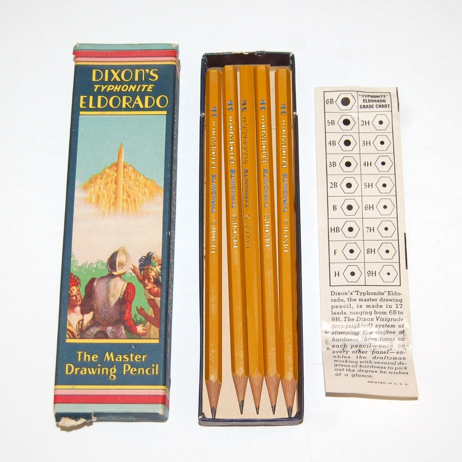 Vintage Dixon's Typhonite Eldorado 3H Drawing Pencils in Original Box #5