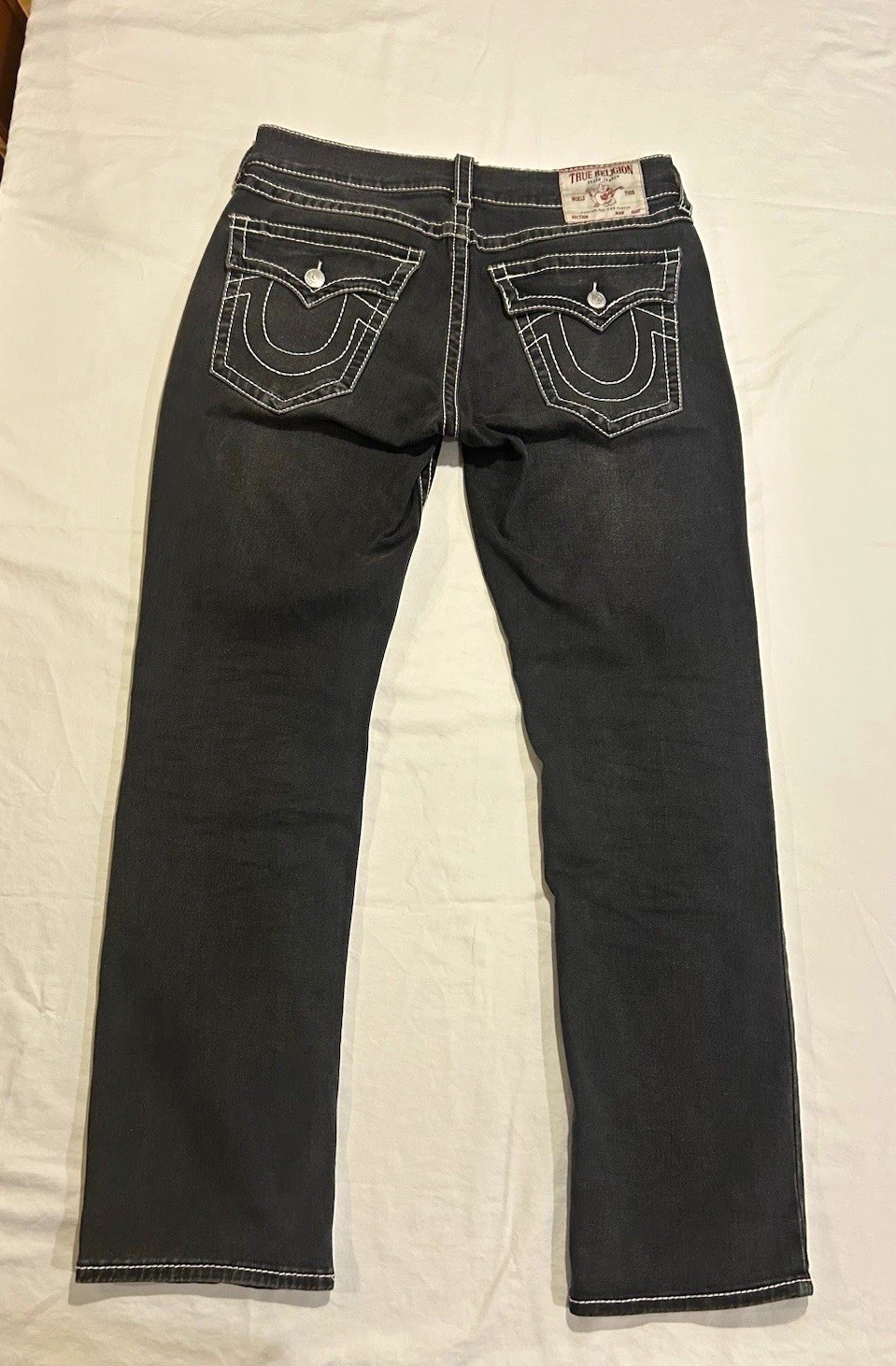 True Religion Ricky Big T Stitch Relaxed Straight Gray Wash Jeans Men\'s 34 True Religion Ricky Big T Stitch Relaxed Straight Gray Wash Jeans Men\'s 34