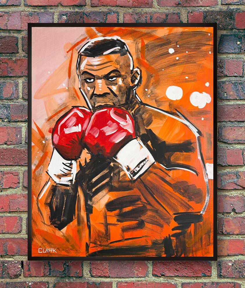Striking Mike Tyson Pop Art Acrylic Painting - 20x16 Striking Mike Tyson Pop Art Acrylic Painting - 20x16