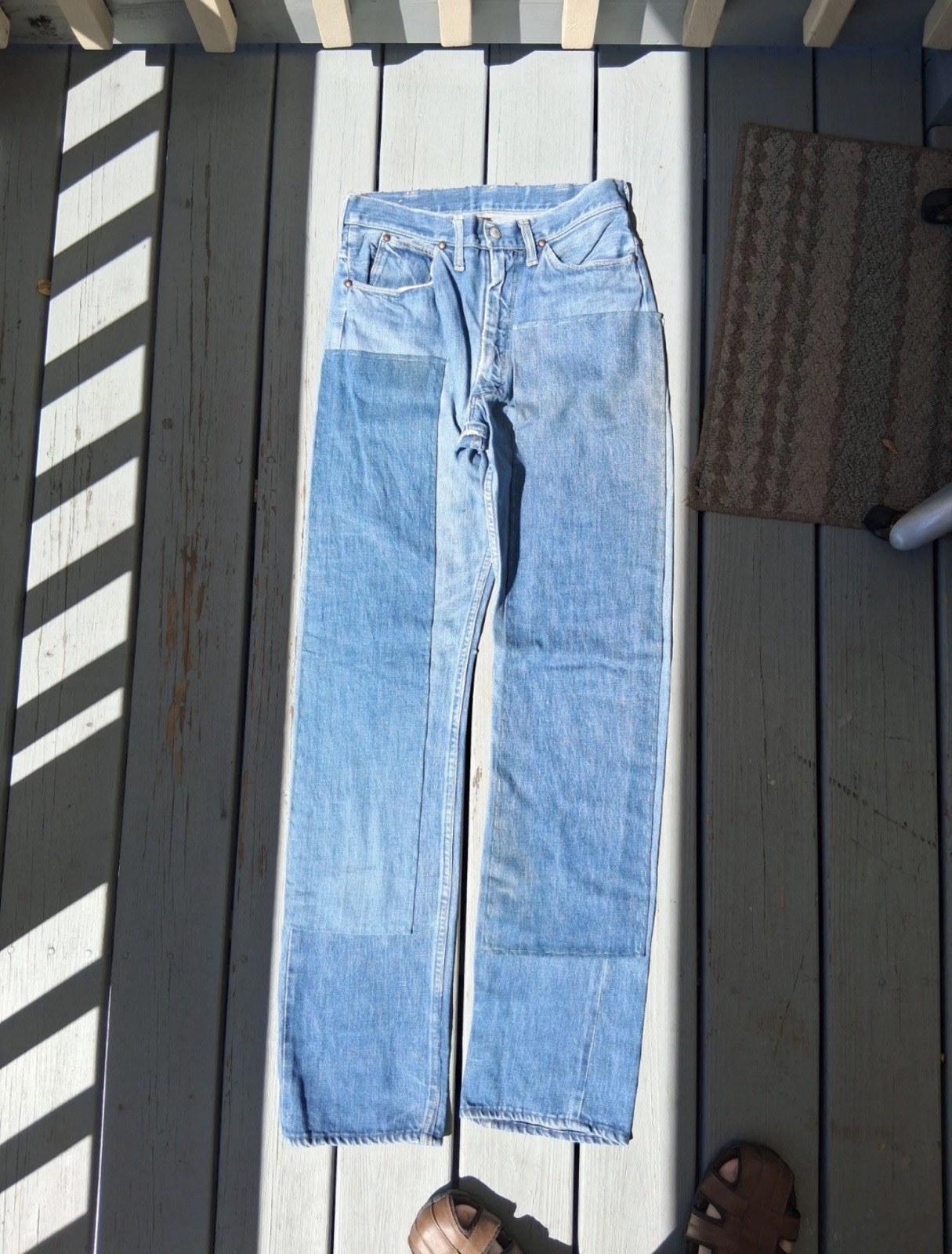 Vintage 50`s 60`s Penneys Foremost Selvedge Mens 995 Jeans 30x34 Zipper PATCHED