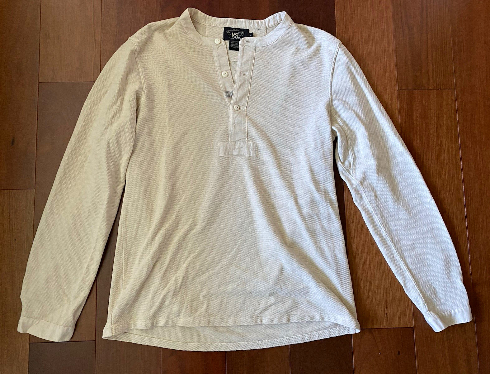 RRL Ralph Lauren Men’s Cotton Knit Waffle Henley button Pullover Double RL M RRL Ralph Lauren Men’s Cotton Knit Waffle Henley button Pullover Double RL M
