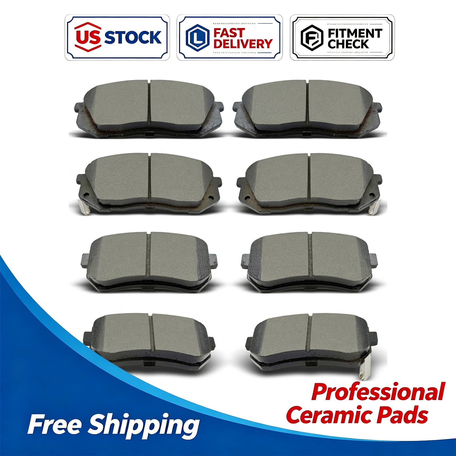 Front Rear Ceramic Disc Brake Pads For 2010 2011 2012 2013-2017 Hyundai Tucson