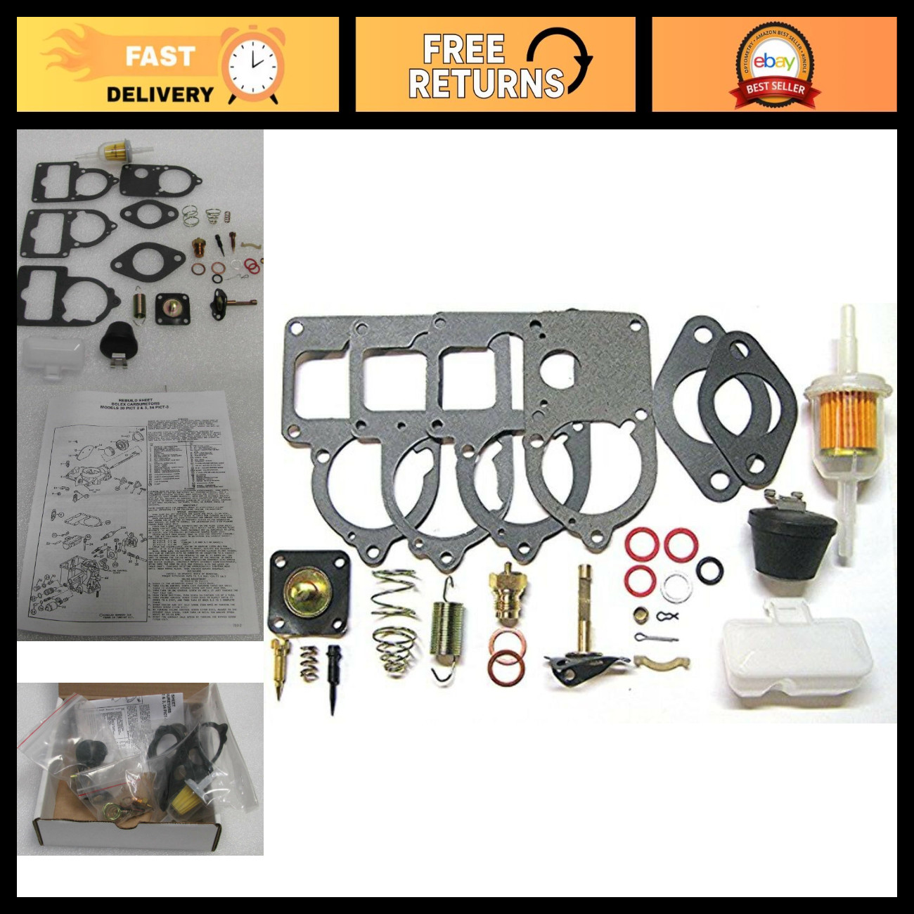 VW SOLEX Carburetor Rebuild Kit 28 PICT-34-3 for VW Bug/Beetle, 30 Pieces, Float VW SOLEX Carburetor Rebuild Kit 28 PICT-34-3 for VW Bug/Beetle, 30 Pieces, Float