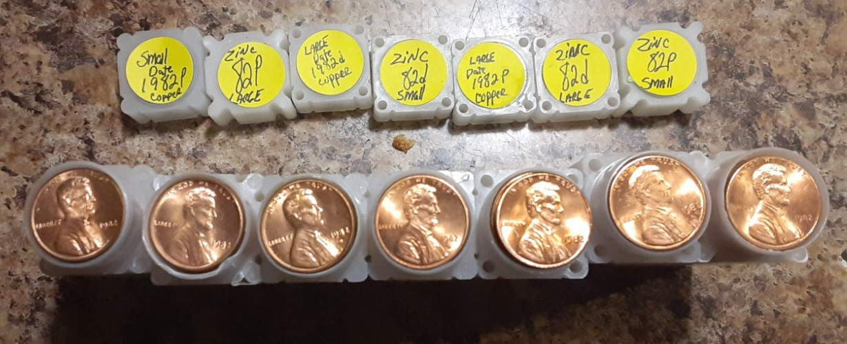 Complete Bu 1982P D  lincoln penny roll set  Small & large date Zinc  - Copper
