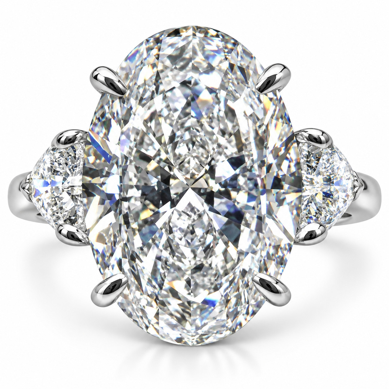 6.30 Ct Certified VVS-E-F-Oval White Diamond Ring-Great Shine-FREE Studs