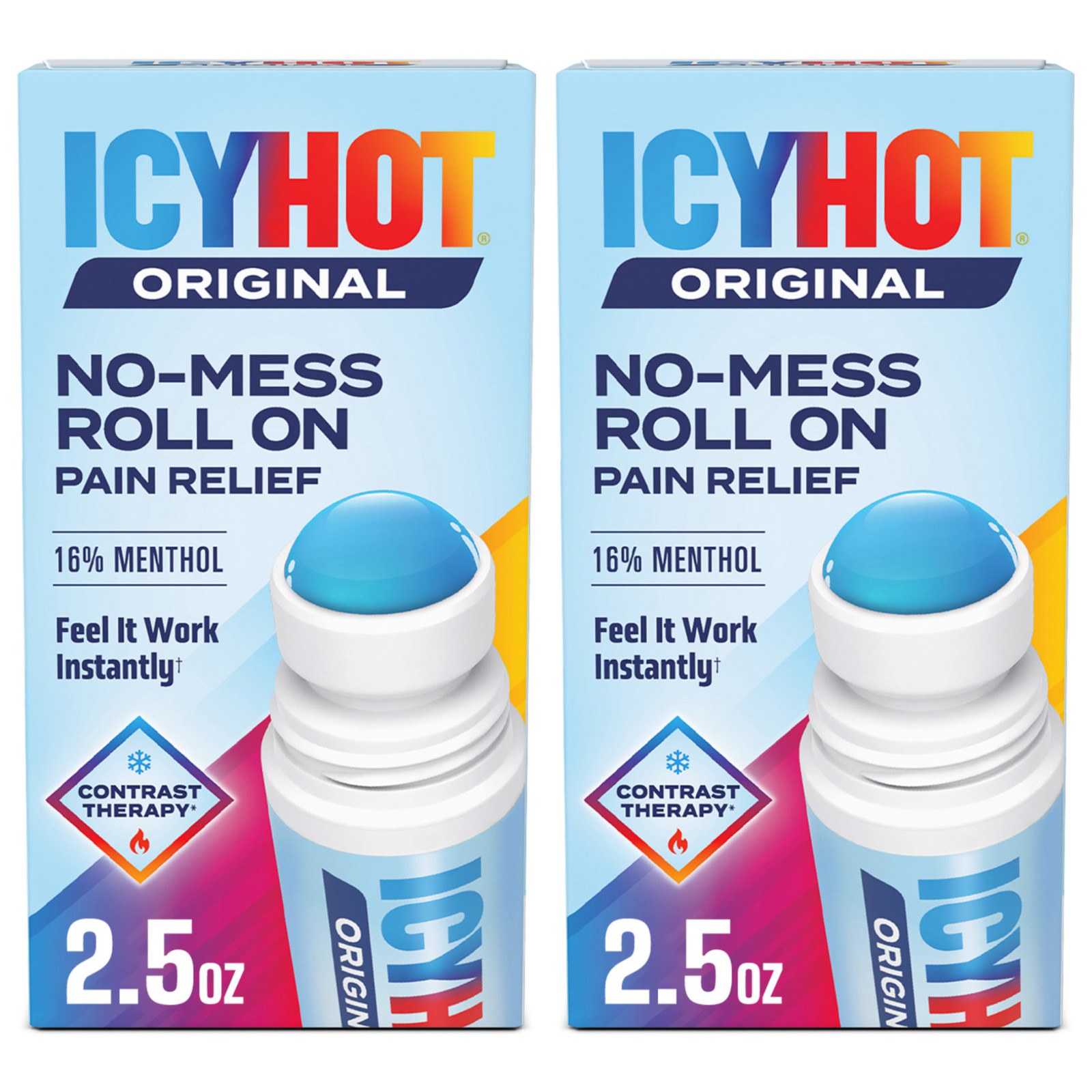 Icy Hot Original Pain Relief Roll-On 2 Pack, Max Strength Menthol 16%, 2.5 oz Icy Hot Original Pain Relief Roll-On 2 Pack, Max Strength Menthol 16%, 2.5 oz