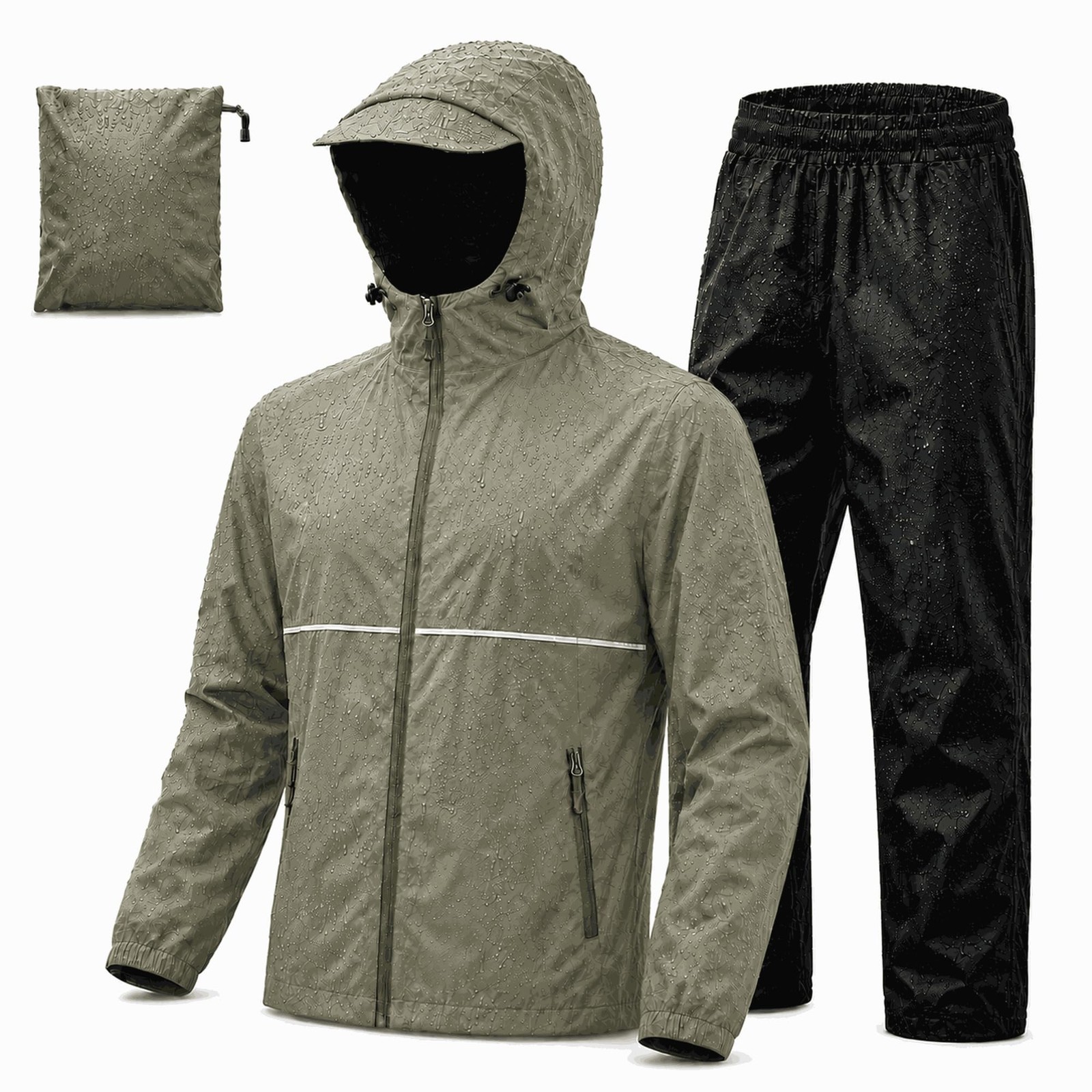 SWISSWELL Men Women Rain Suit Waterproof Jacket and Pants Khaki XXXL SWISSWELL Men Women Rain Suit Waterproof Jacket and Pants Khaki XXXL