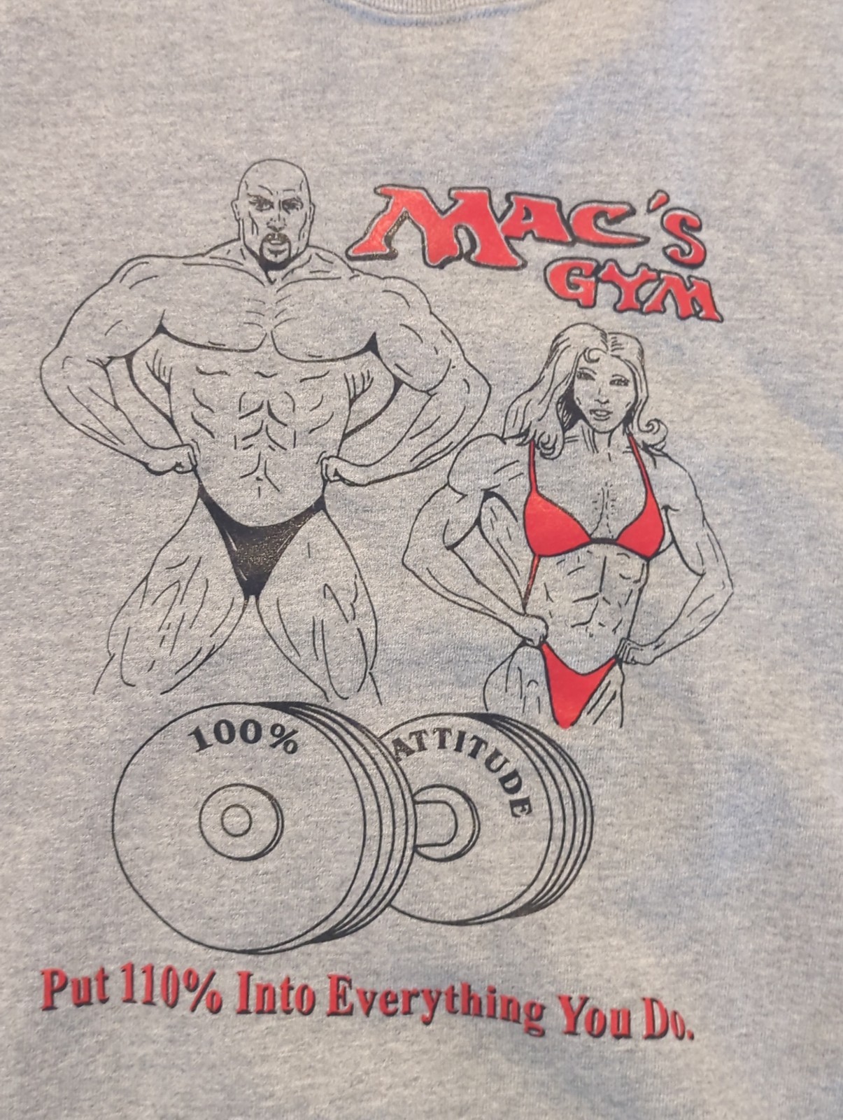 Vintage Mac\'s Muscle Gym Crewneck Sweatshirt Gray XL Fruit Of The Loom 