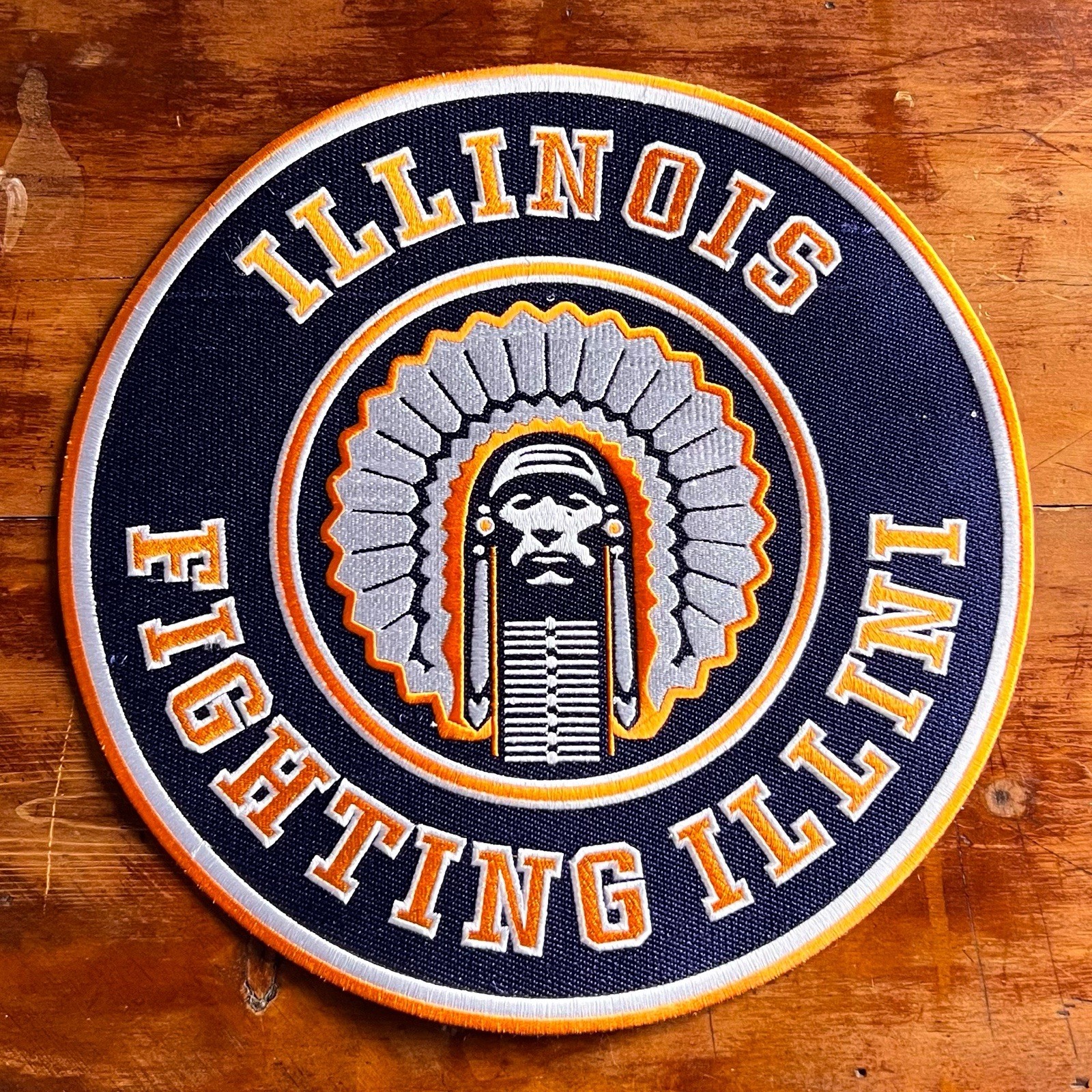 Illinois Fighting Illini Embroidered Tote Bag Patch Chief Illiniwek Large 12x12”