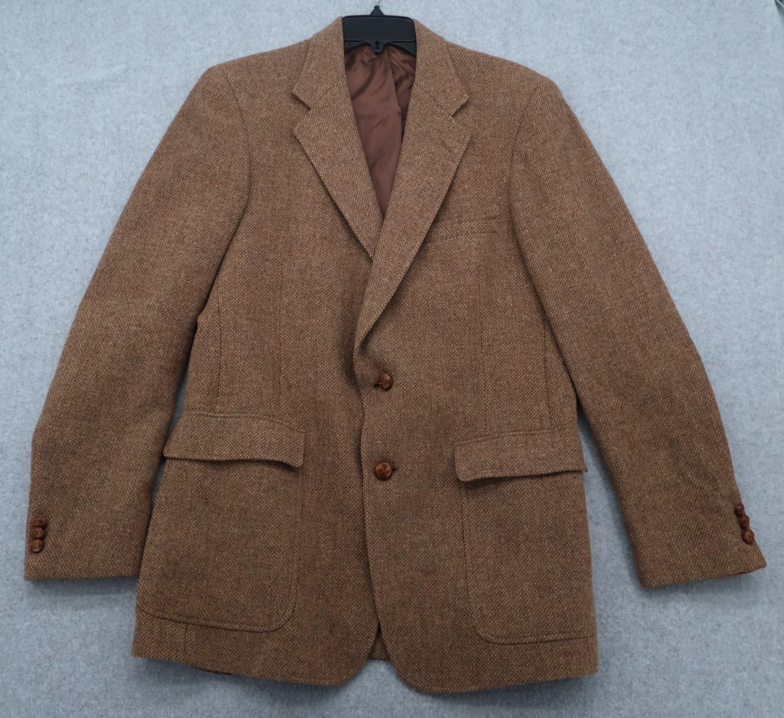 Vintage Austin Reed Tweed Blazer Mens 40L Brown Wool Sport Coat Kleinhans USA