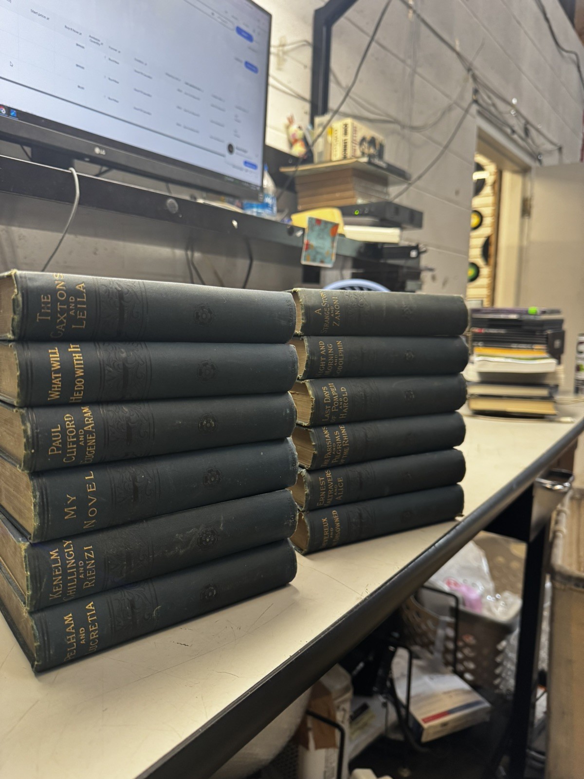 Antique Bulwer-Lytton Works 13 Vol Set Victorian Hardcover Novels Blue Cloth 18s