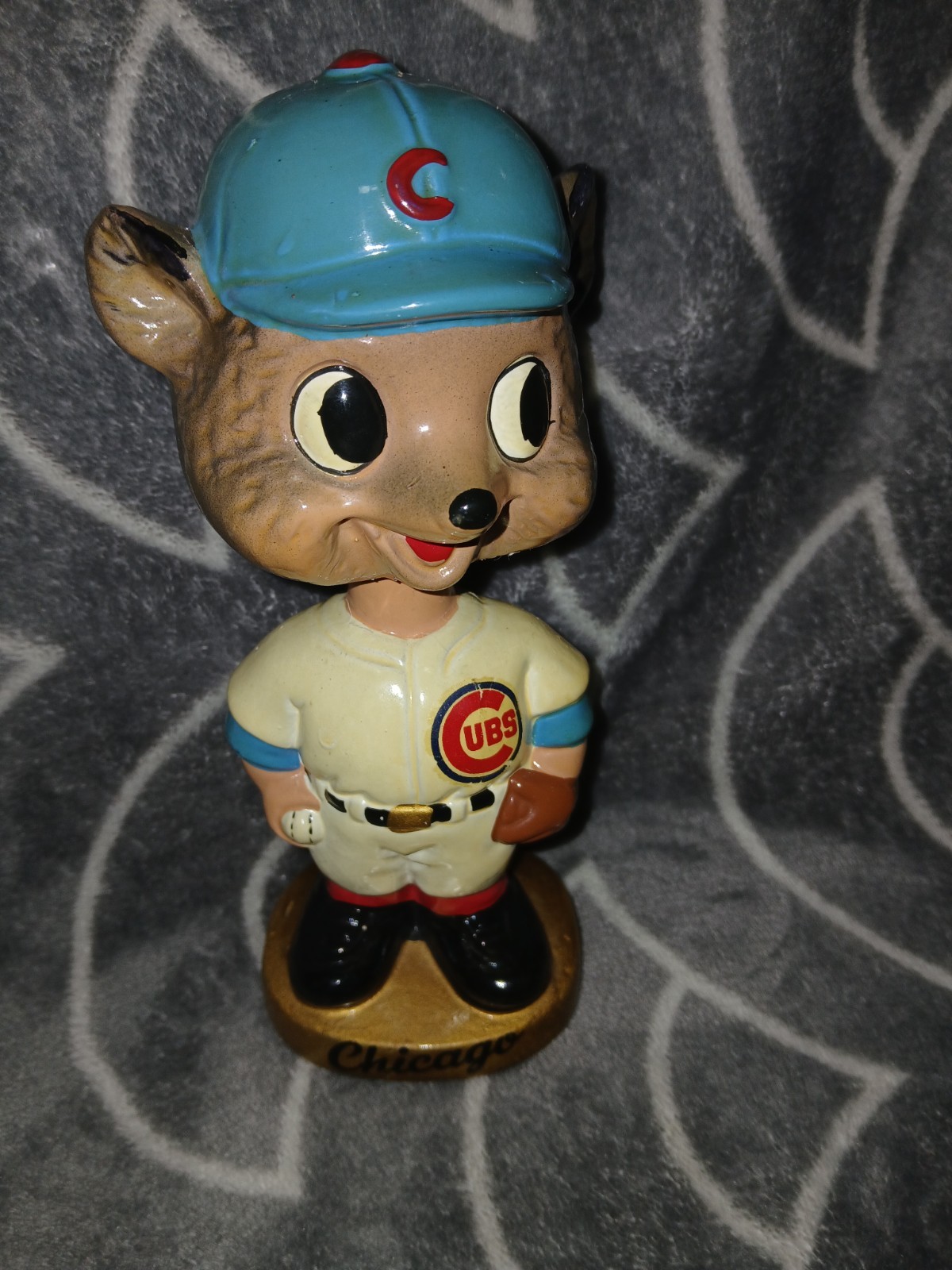 Vintage 1960\'s Chicago Cubs Gold Base Bobblehead Nodder Made in Japan Vintage 1960\'s Chicago Cubs Gold Base Bobblehead Nodder Made in Japan