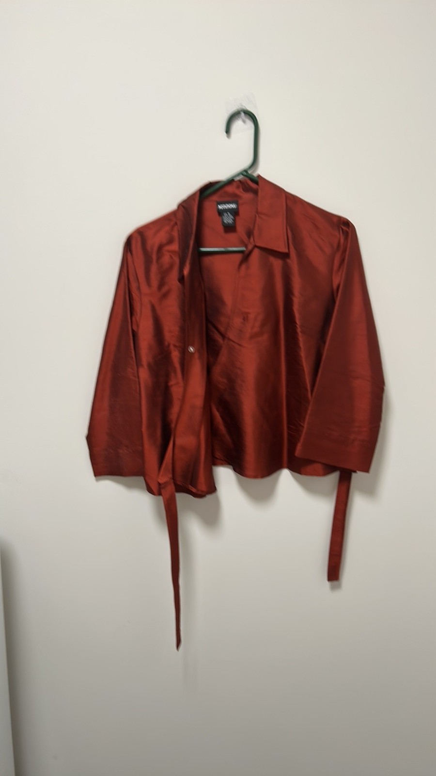 Vintage Worthington Burnt Orange Shantung Silk Wrap Blouse