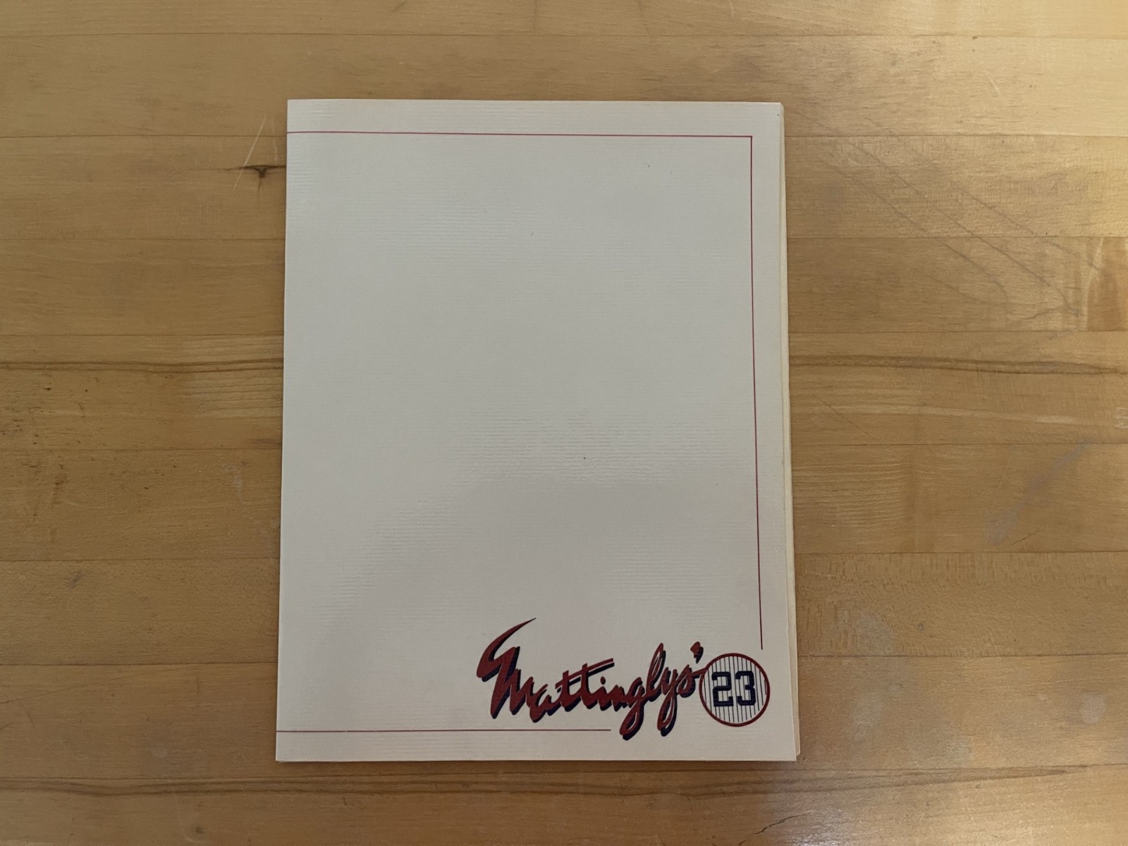 Signed Autograph Don Mattingly / Mattingly's 23 Restaurant Menu Autographed