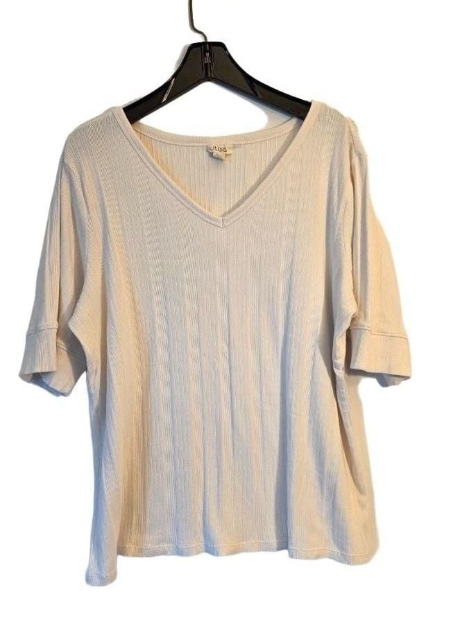 a.n.a Bone Short Sleeve V-neck Blouse Top, Size 2X a.n.a Bone Short Sleeve V-neck Blouse Top, Size 2X