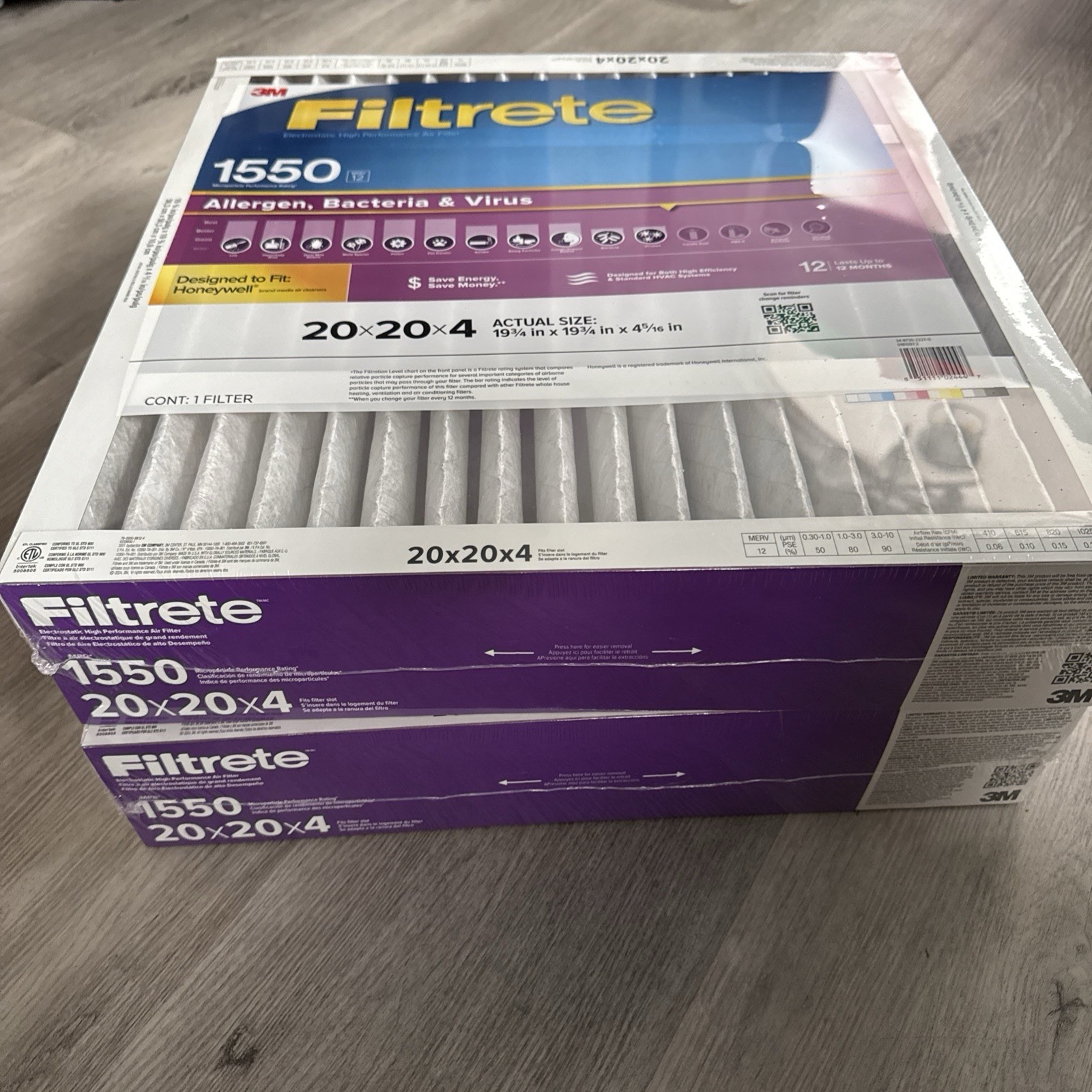 Filtrete Ultra Allergen Reduction Deep Pleat Filter, 20x20x4 In. 2 Pk MPR 1550