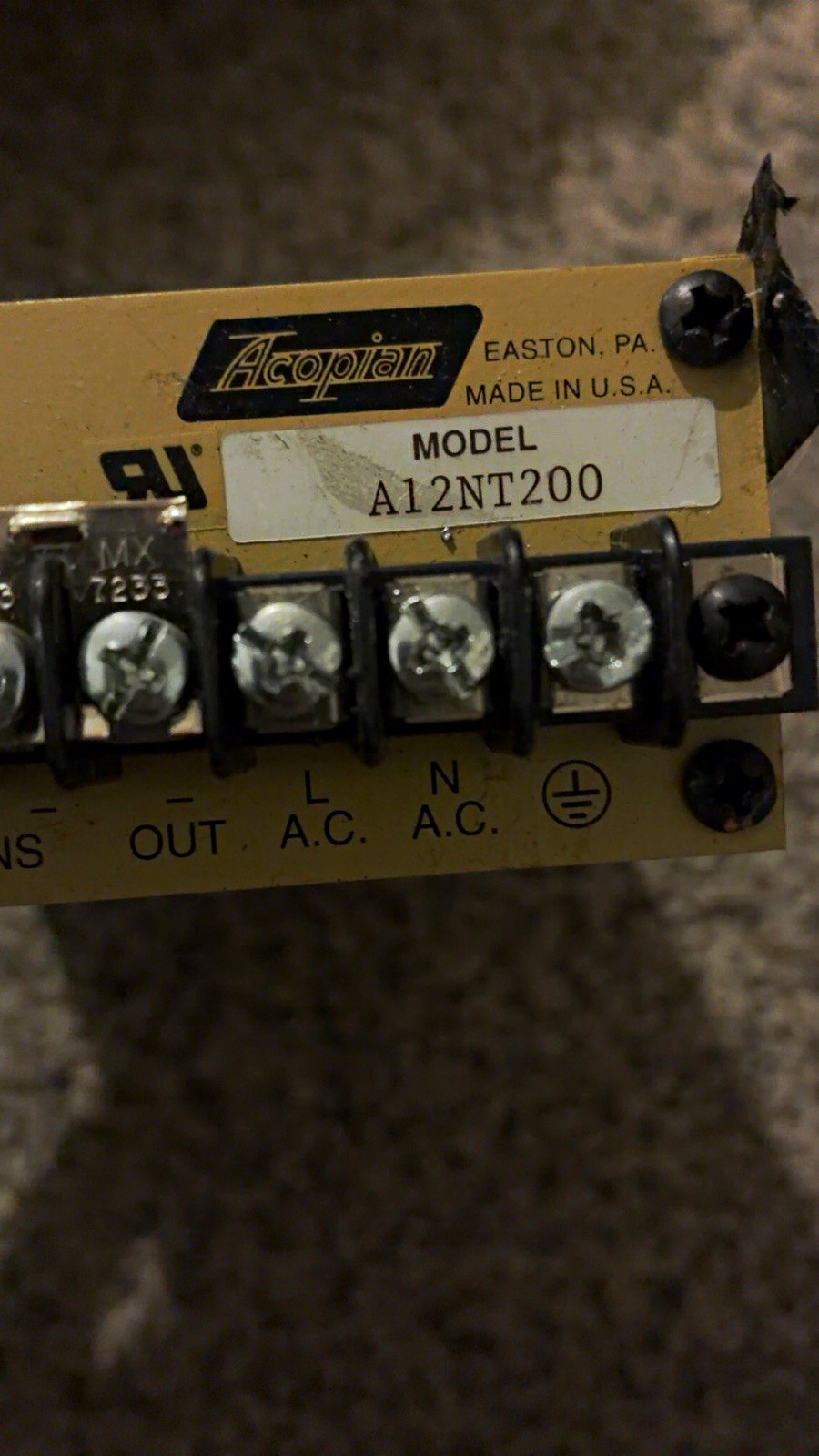 Acopian A12NT200 Switching Mode Power Supply 12V DC 200A Chassis Mount