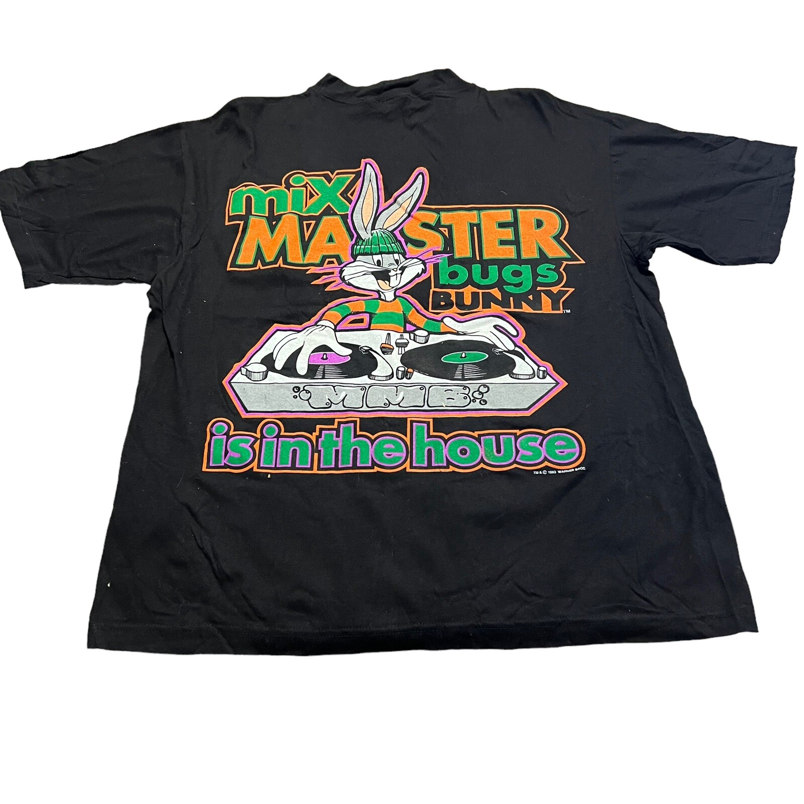 Vintage 1993 Bugs Bunny Mix Master DJ T-Shirt Black Looney Tunes Hip Hop Vintage 1993 Bugs Bunny Mix Master DJ T-Shirt Black Looney Tunes Hip Hop