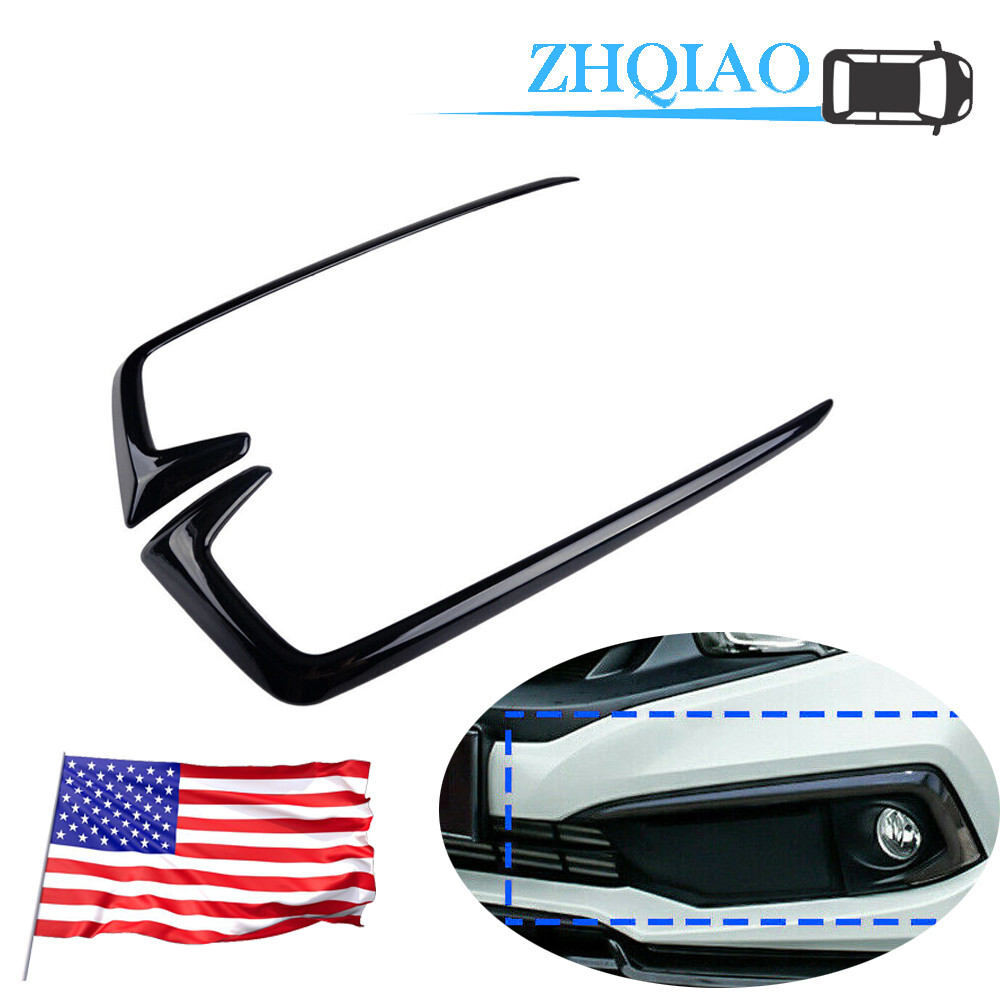 2PCS Gloss Front Fog Lamp Eyebrow Light Cover Trim For Honda 10th Civic 2019-21