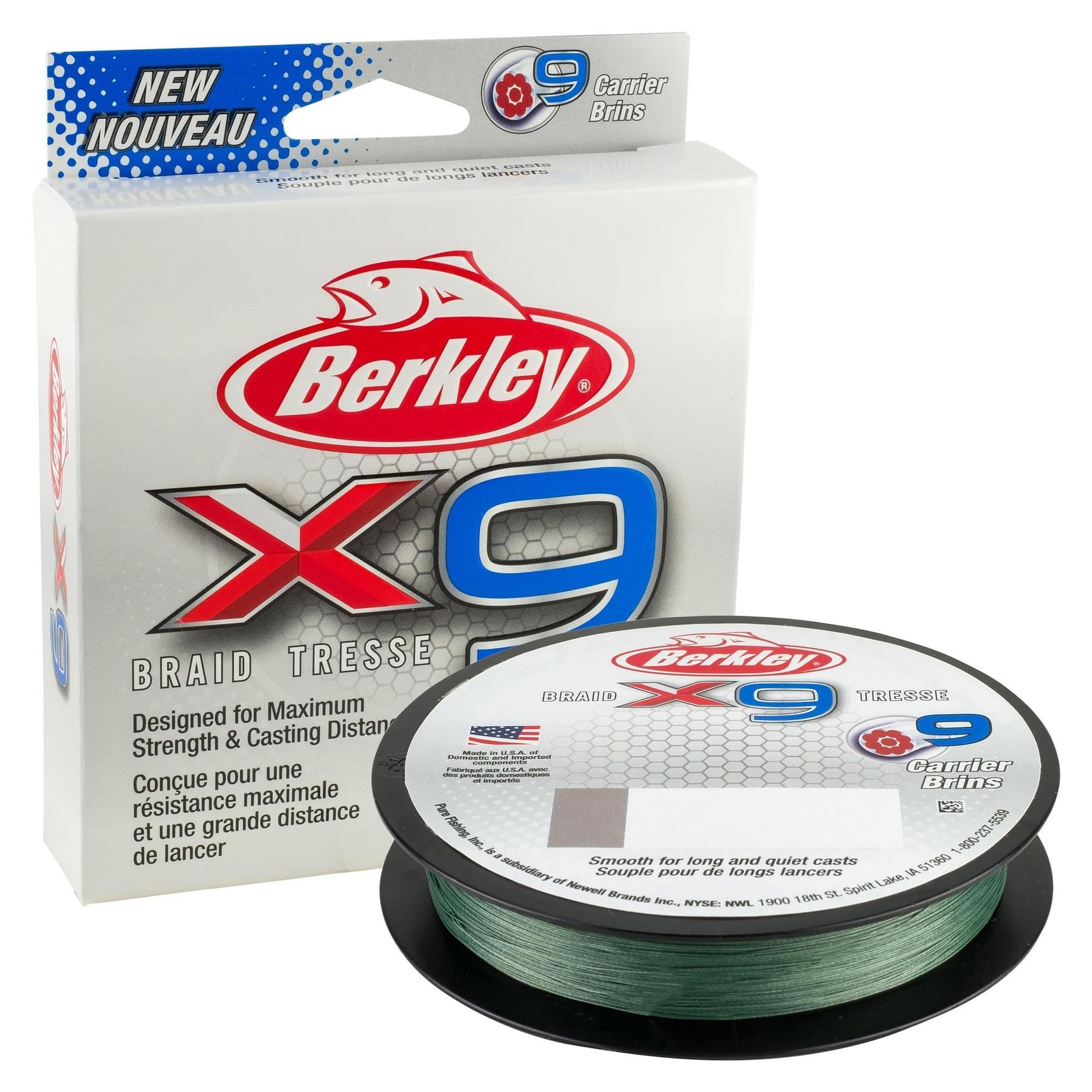 Berkley X9 Braid Fishing Line 164Yd Low Vis Green 30Lb Test 9 Strand Durable Berkley X9 Braid Fishing Line 164Yd Low Vis Green 30Lb Test 9 Strand Durable