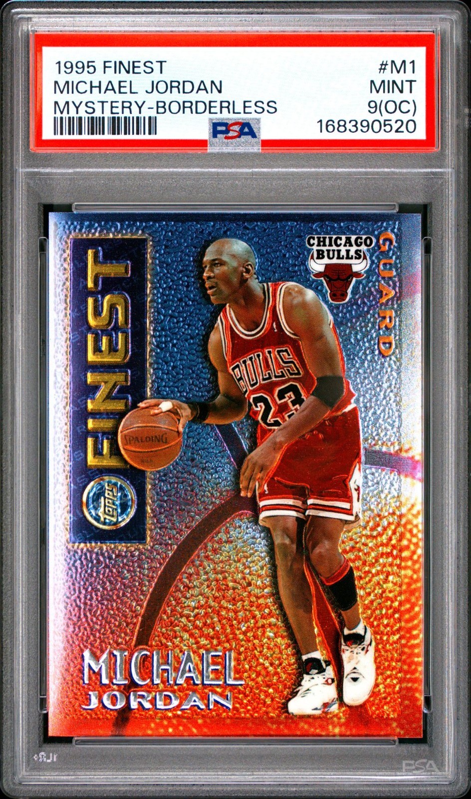🔥 1995 TOPPS FINEST MICHAEL JORDAN #M1 MYSTERY BORDERLESS MINT PSA 9 (OC) 🔥