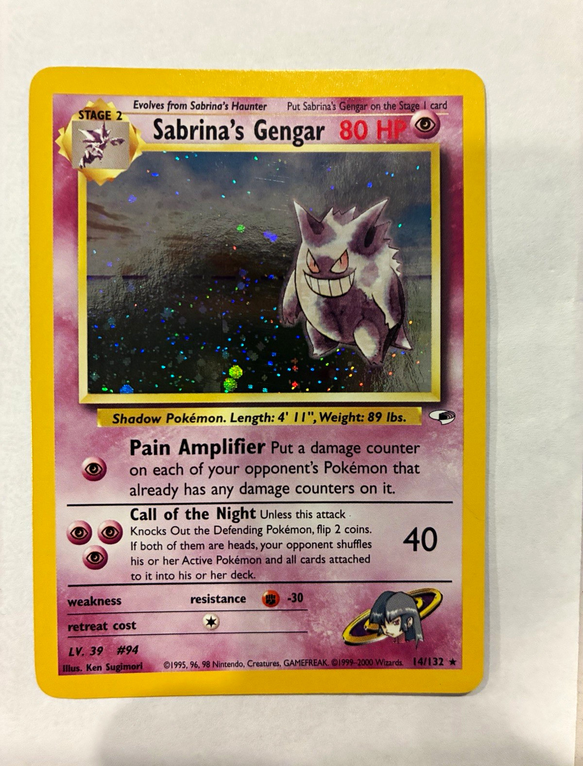 Pokemon TCG Sabrina\'s Gengar 14/132 Gym Challenge Holo Rare 2000 EN 80 HP 👻 Pokemon TCG Sabrina\'s Gengar 14/132 Gym Challenge Holo Rare 2000 EN 80 HP 👻