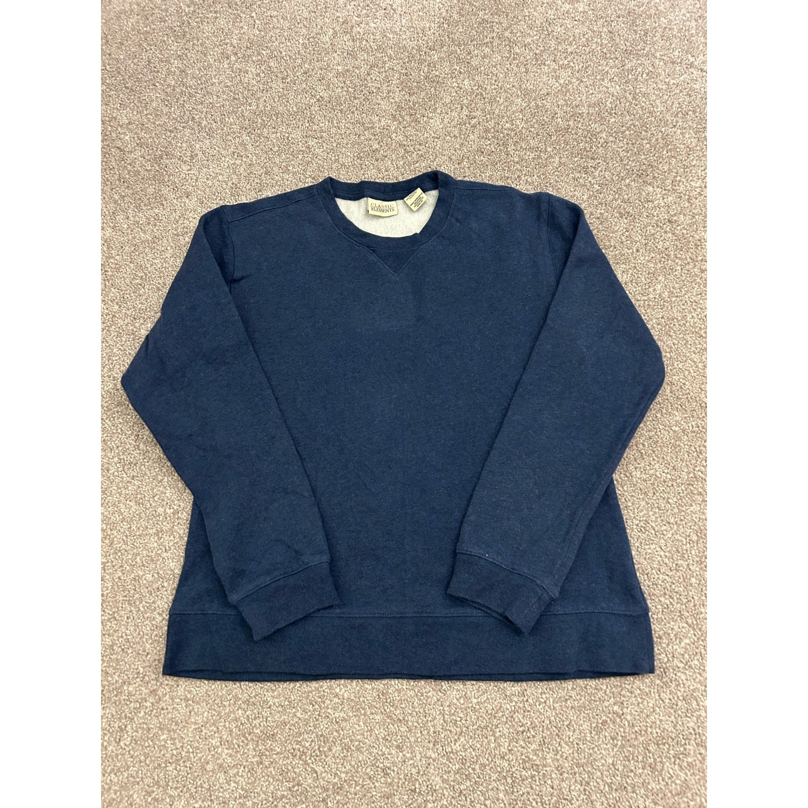 Classic Elements Sweatshirt Womens Small Navy Blue Excellent V-Stitch Pullover