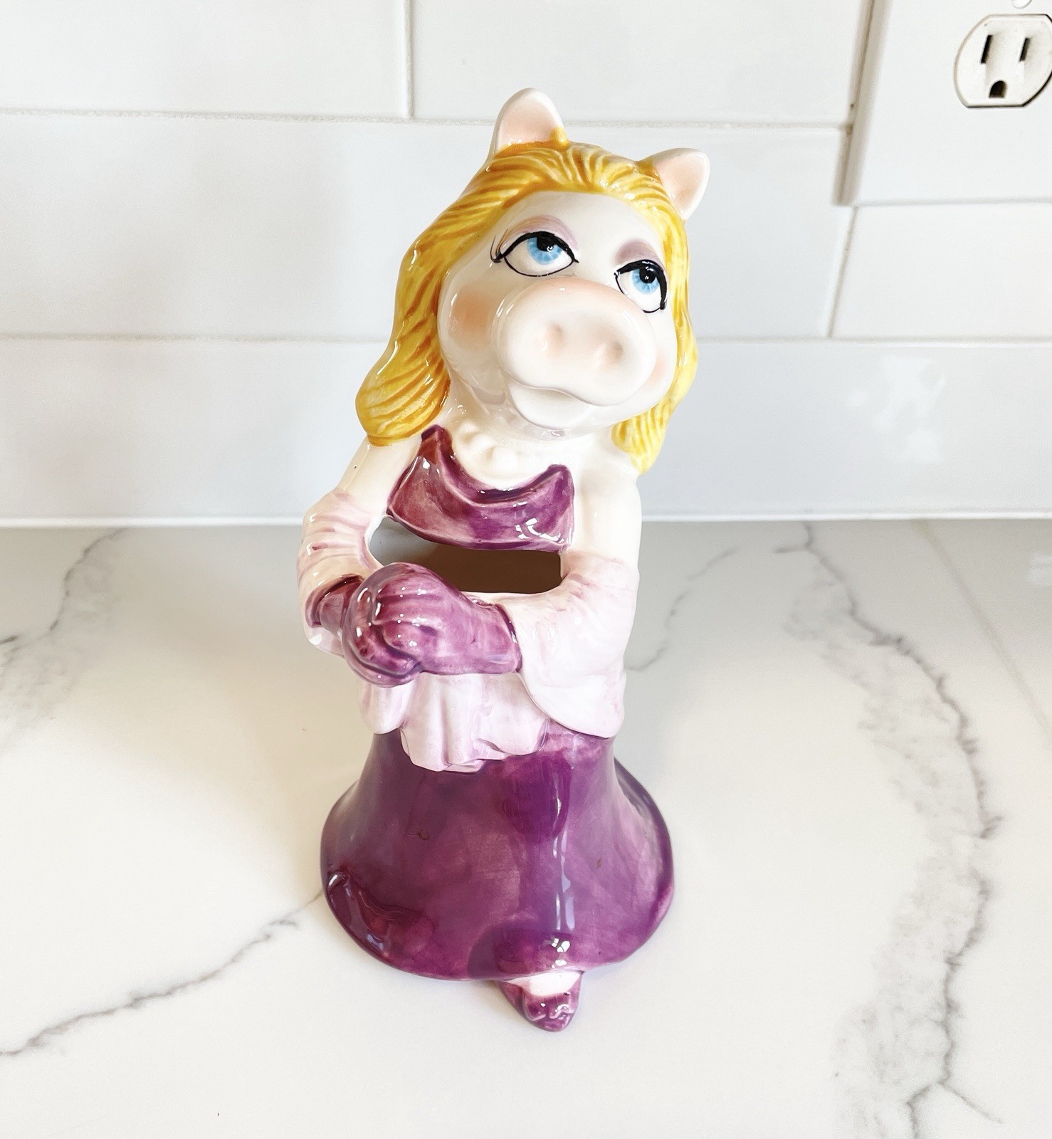 Vtg Taste Setter Jim Henson Muppets Ms Piggy Painted Ceramic Vase