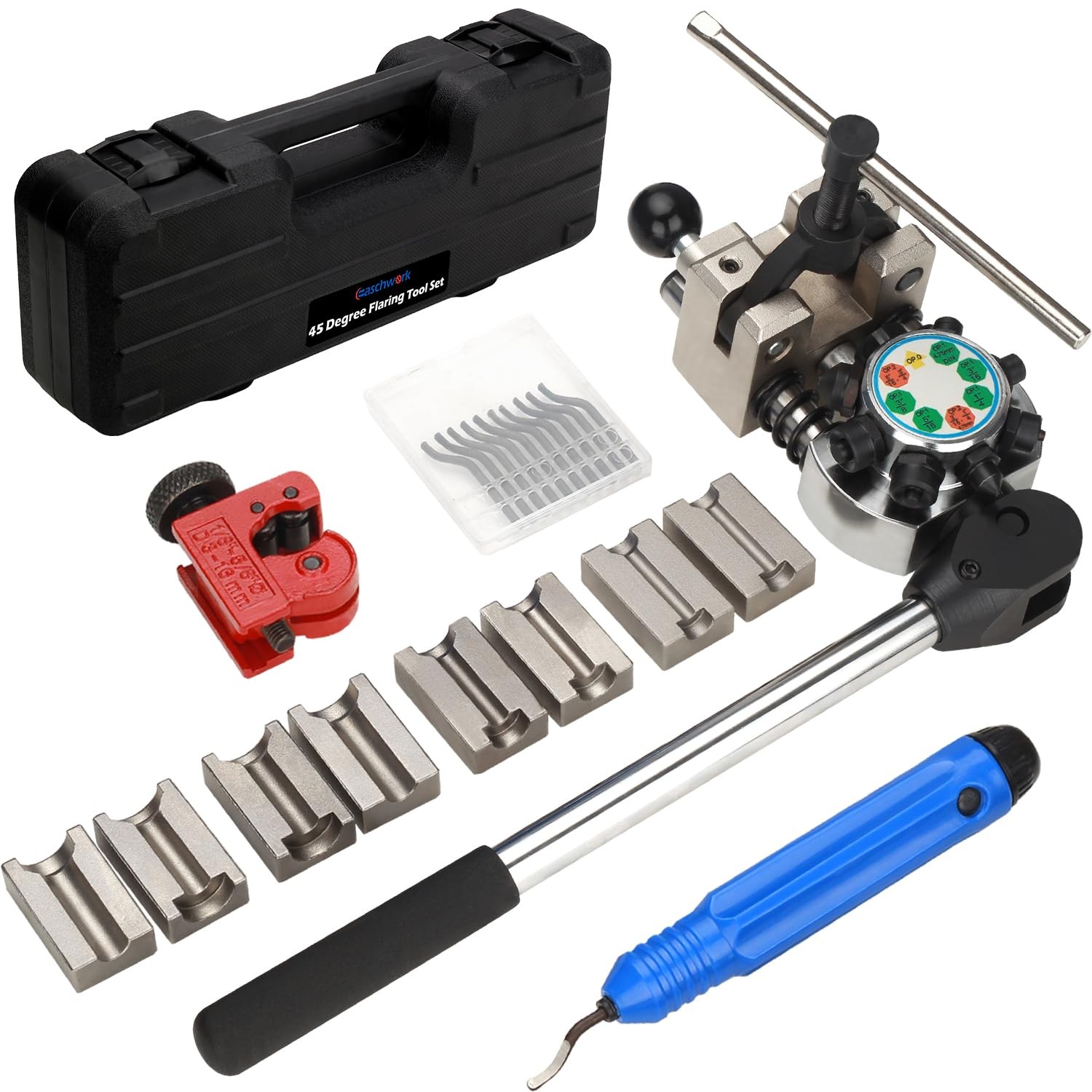 Brake Line Flaring Tool Kit 45° Single/Double Flare for 3/16-3/8 Tubing