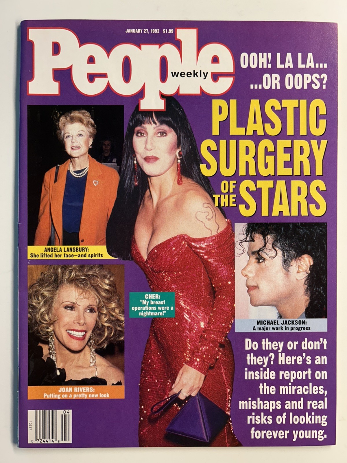 CHER - PEOPLE Magazine, Jan. 27, 1992, PLASTIC SURGERY OF THE STARS - MJ & More