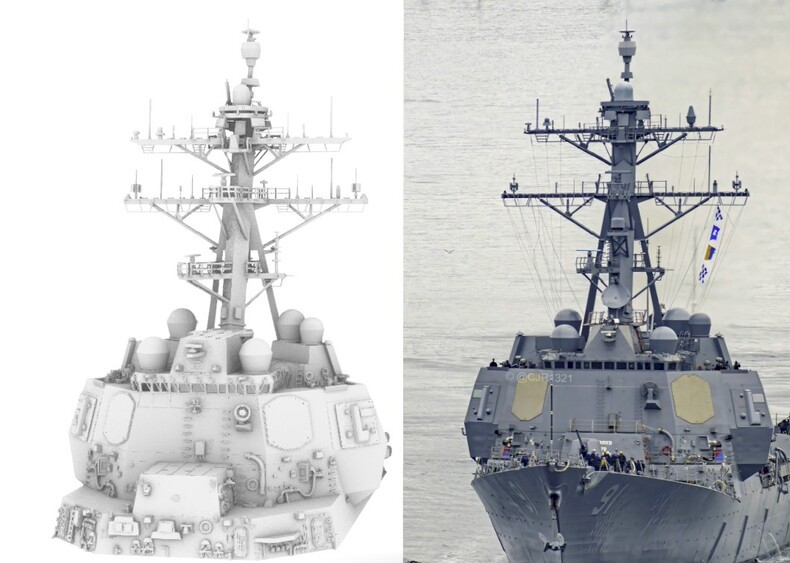 3D 1/700 USS Arleigh Burke Destroyer Superstructure Deck Accessories Unpainted