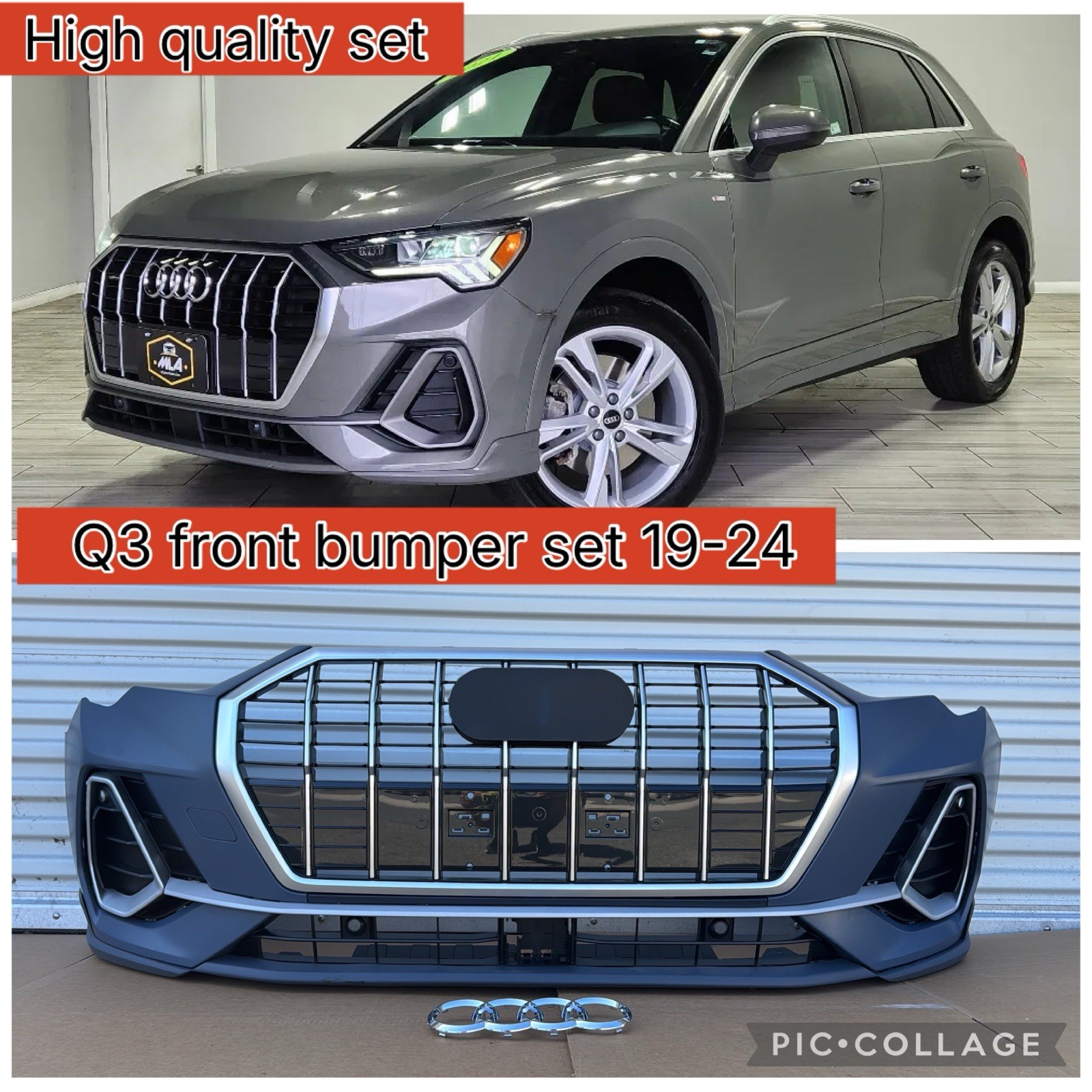 2020-2024 Audi Q3  Front Bumper Cover Assembly Set Kit Complete Grill