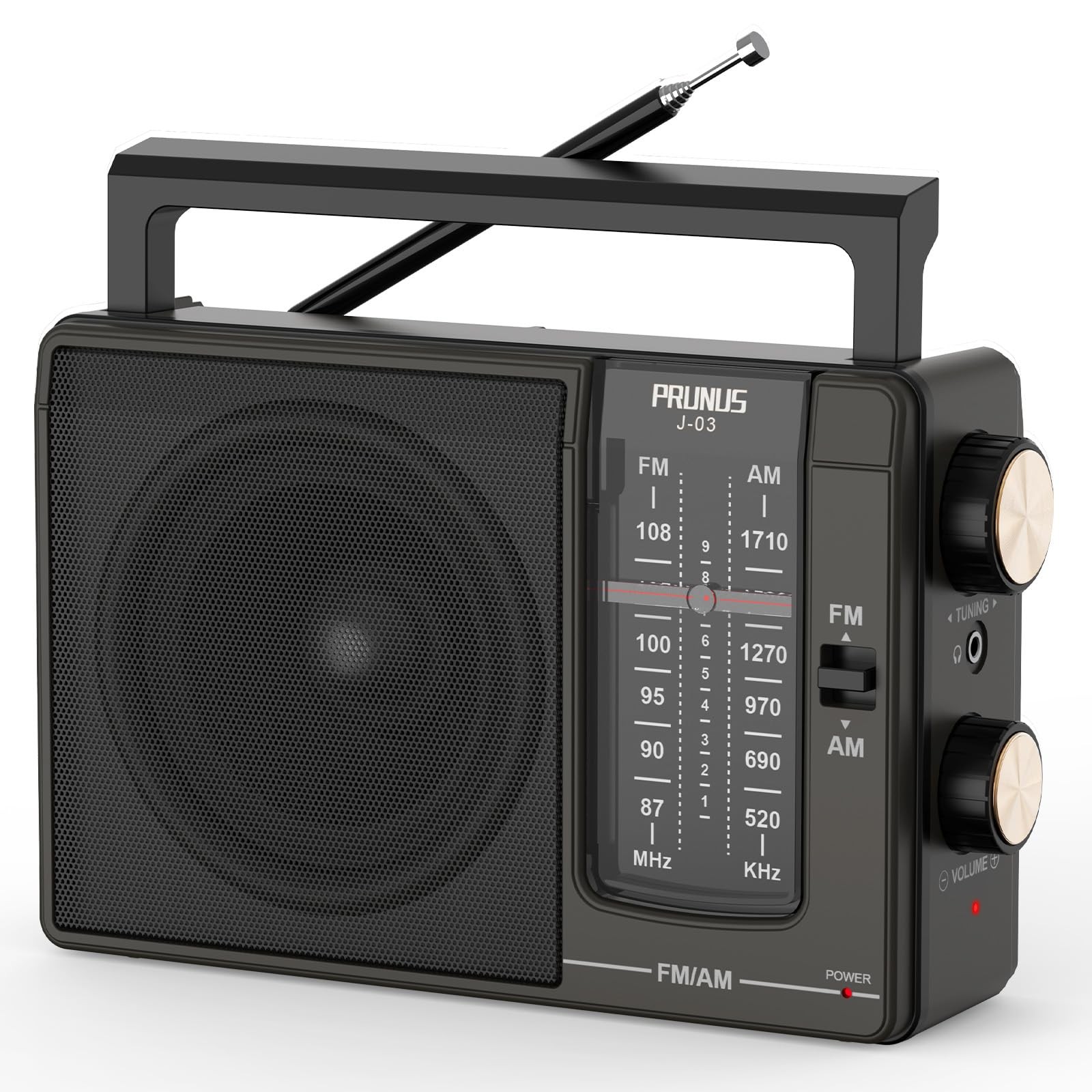 J03 AM FM Radio Portable Plug in Wall or AA Battery Operated for Home/Outdoor, L