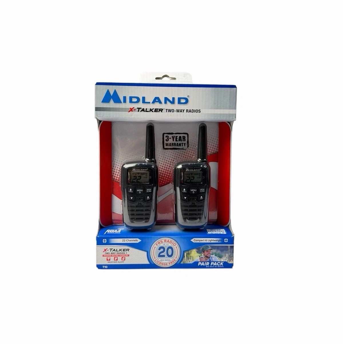 Midland X-Talker Two-Way Radio Walkie Talkies Weather Alert Model T10 NEW Midland X-Talker Two-Way Radio Walkie Talkies Weather Alert Model T10 NEW
