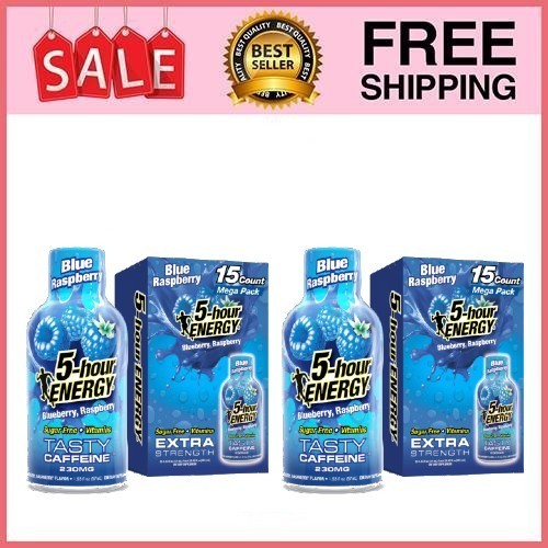 2 Pack 5-hour ENERGY Shot, Extra Strength, Blue Raspberry, 15 Ct Pk 2 Pack 5-hour ENERGY Shot, Extra Strength, Blue Raspberry, 15 Ct Pk