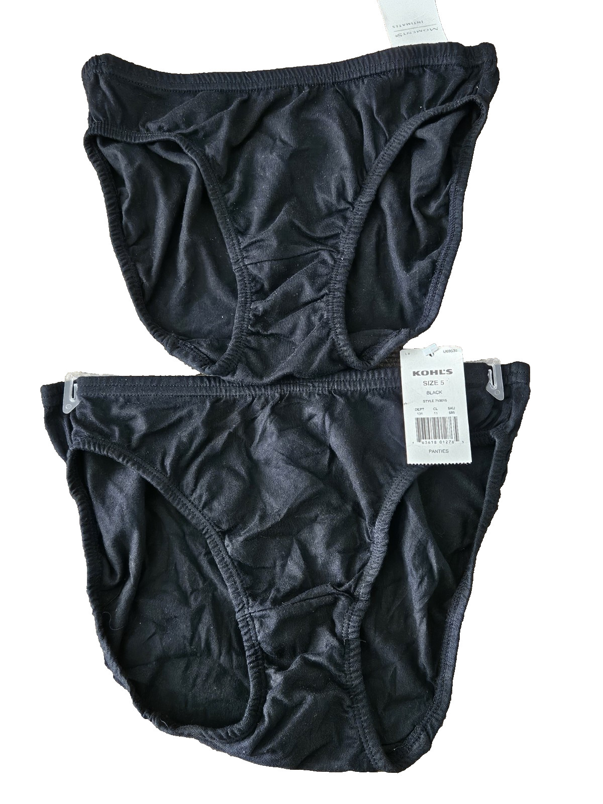 MomentS Intimates Kohl\'s Women\'s Hi-Cut Bikini Panties Size: 5 Black (2 Pack) MomentS Intimates Kohl\'s Women\'s Hi-Cut Bikini Panties Size: 5 Black (2 Pack)