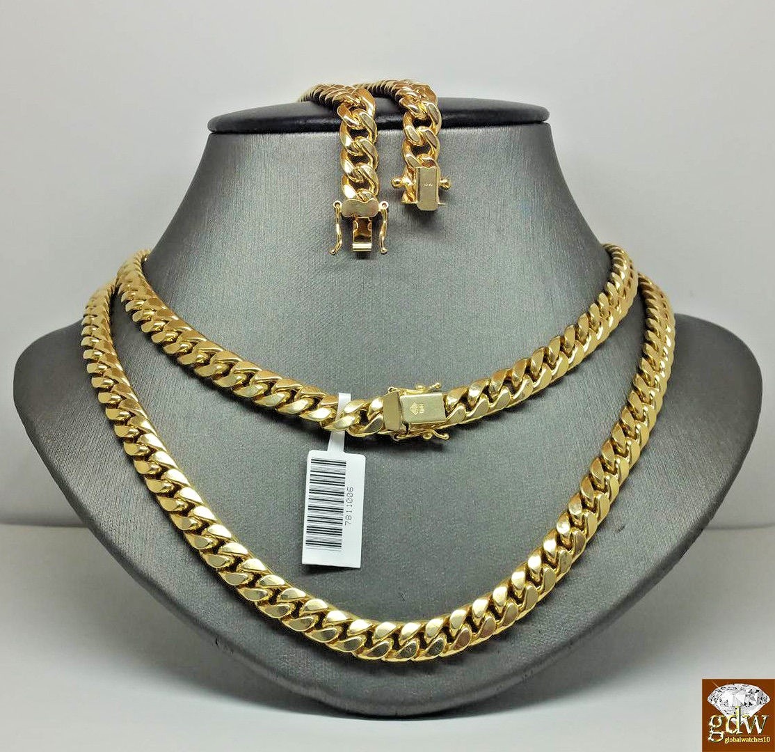 Real 10K Gold Chain 7mm Miami Cuban Necklace 22\