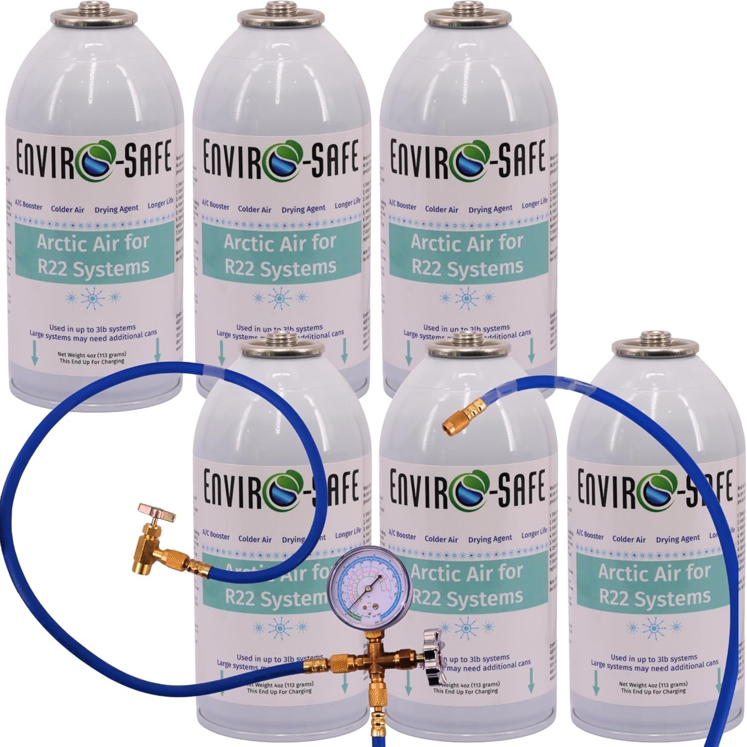 ENVIRO-SAFE Arctic Air for R22 Home Systems (6 Cans) with Single Manifold Set ENVIRO-SAFE Arctic Air for R22 Home Systems (6 Cans) with Single Manifold Set