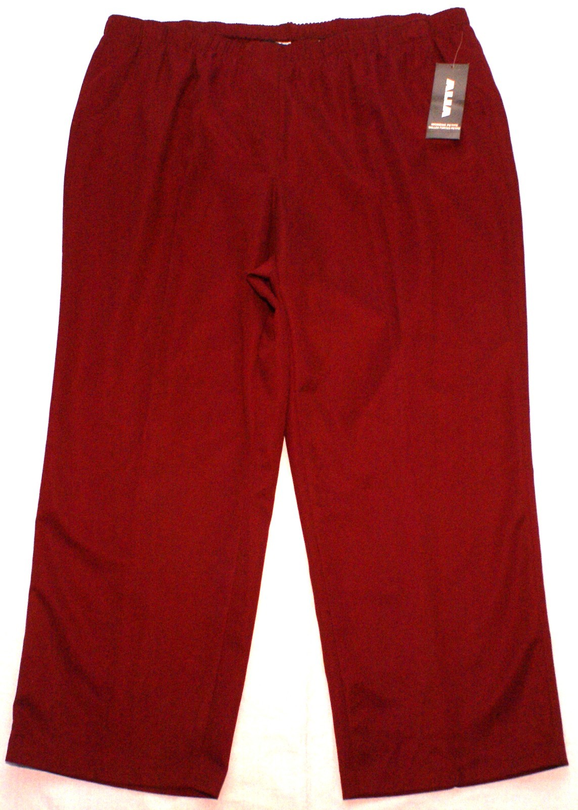 Alia Womens Plus 22WP Burgundy Pants Elastic Waist Pull On Straight Leg, NEW