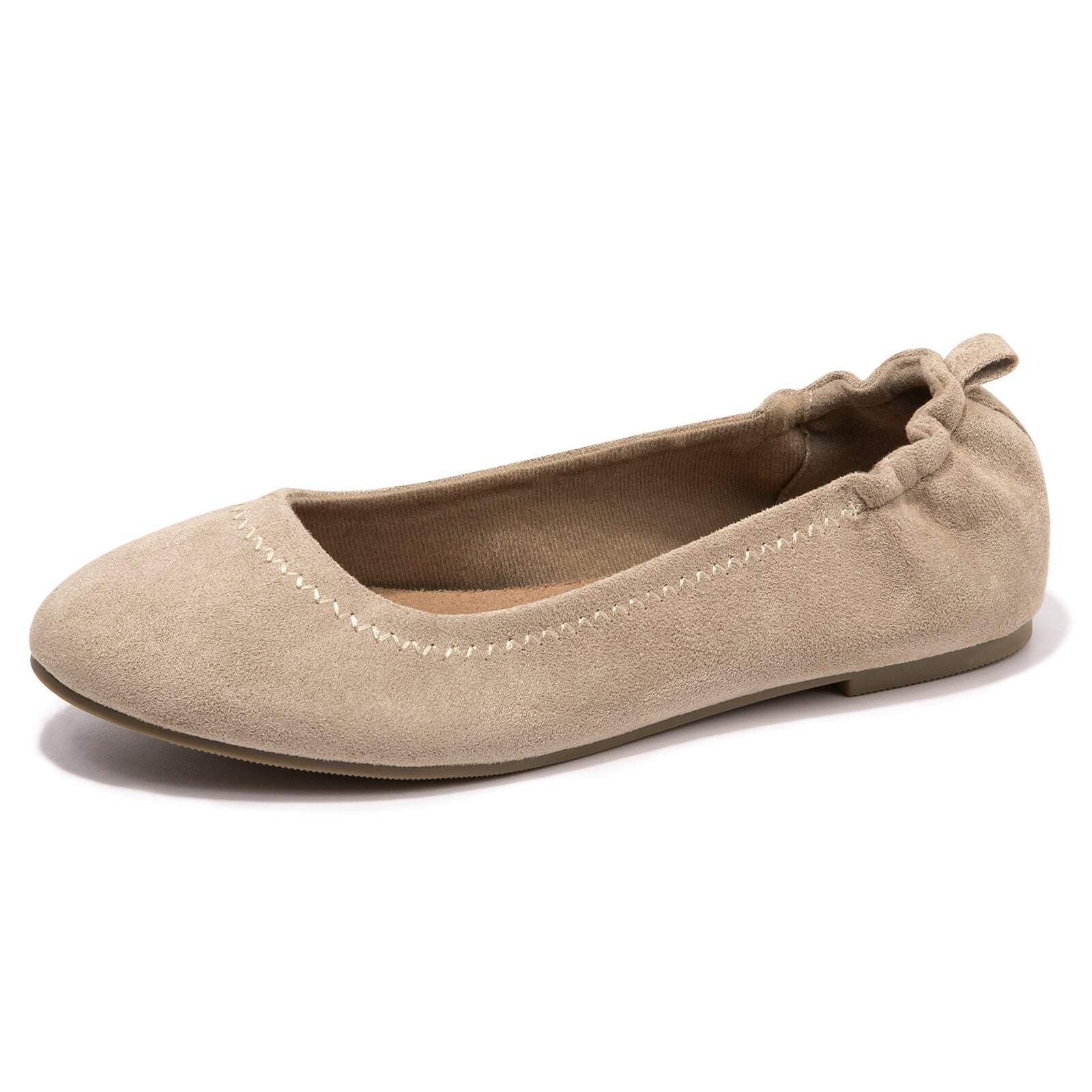 Women\'s Soft Suede Ballet Flats Comfort Slip On Dress Casual Work Office Shoes