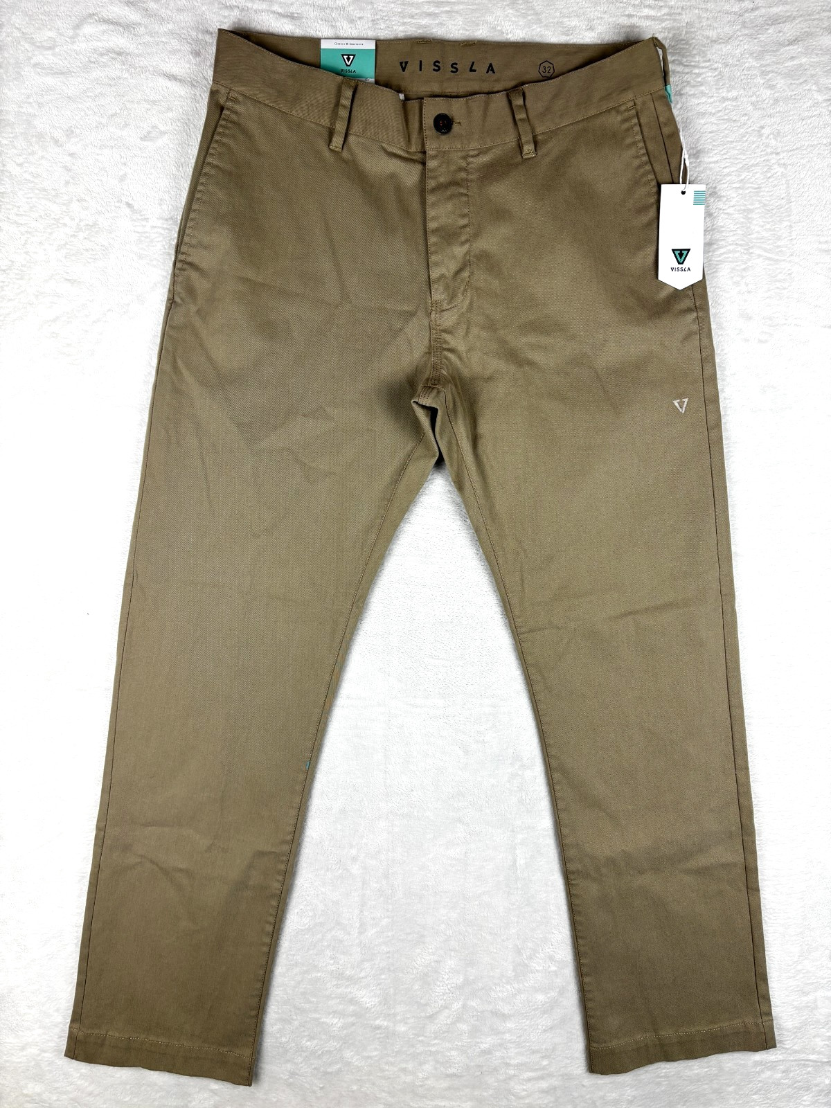 NWT Vissla Border Twill Pants Mens 32x31 Beige Chino Khaki Modern Fit Stretch