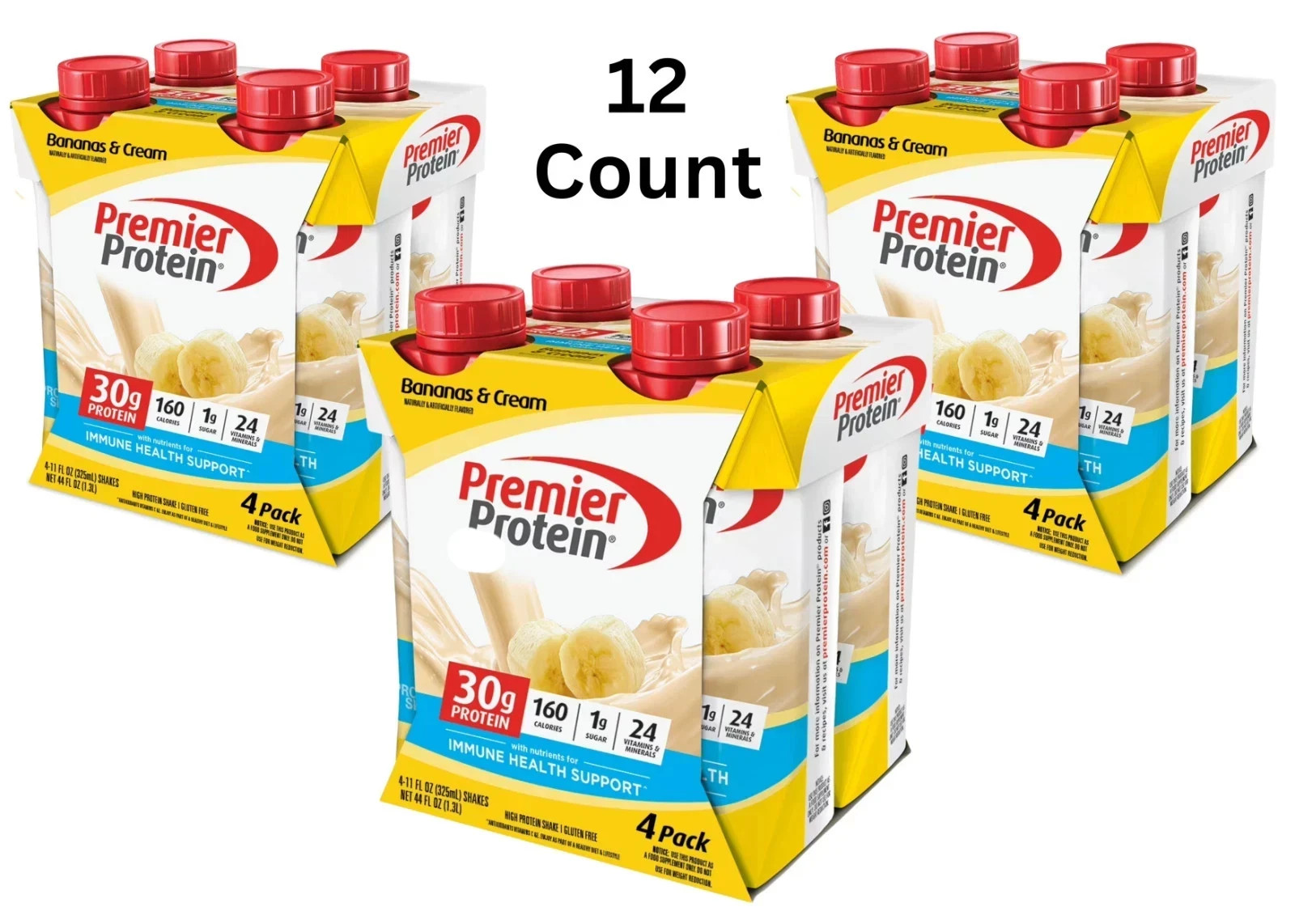 Premier Protein Shake, Bananas & Cream, 30g Protein, 11.5 fl oz, 12 Ct