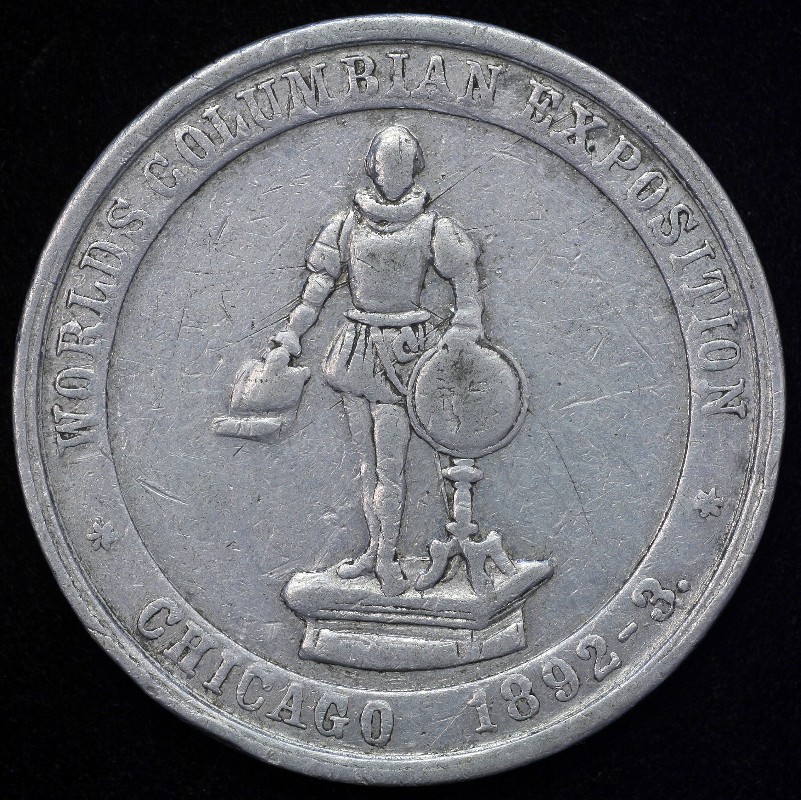 1892 - 1893 Chicago World\'s Columbian Exposition HK-239 SCD Medal Aluminum 38mm