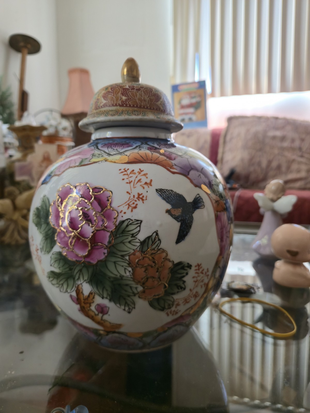 Antique Handmade China Jar/Vase With Floral Designs And Signed Antique Handmade China Jar/Vase With Floral Designs And Signed