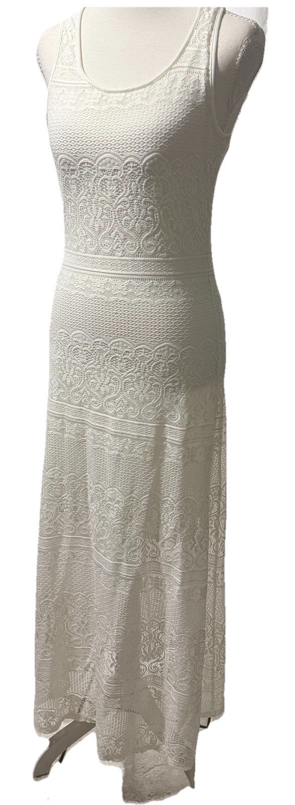 Women’s Cream Knit Maxi Dress Lace-like Small Boho Nautical Cottage Resort Y2K Women’s Cream Knit Maxi Dress Lace-like Small Boho Nautical Cottage Resort Y2K